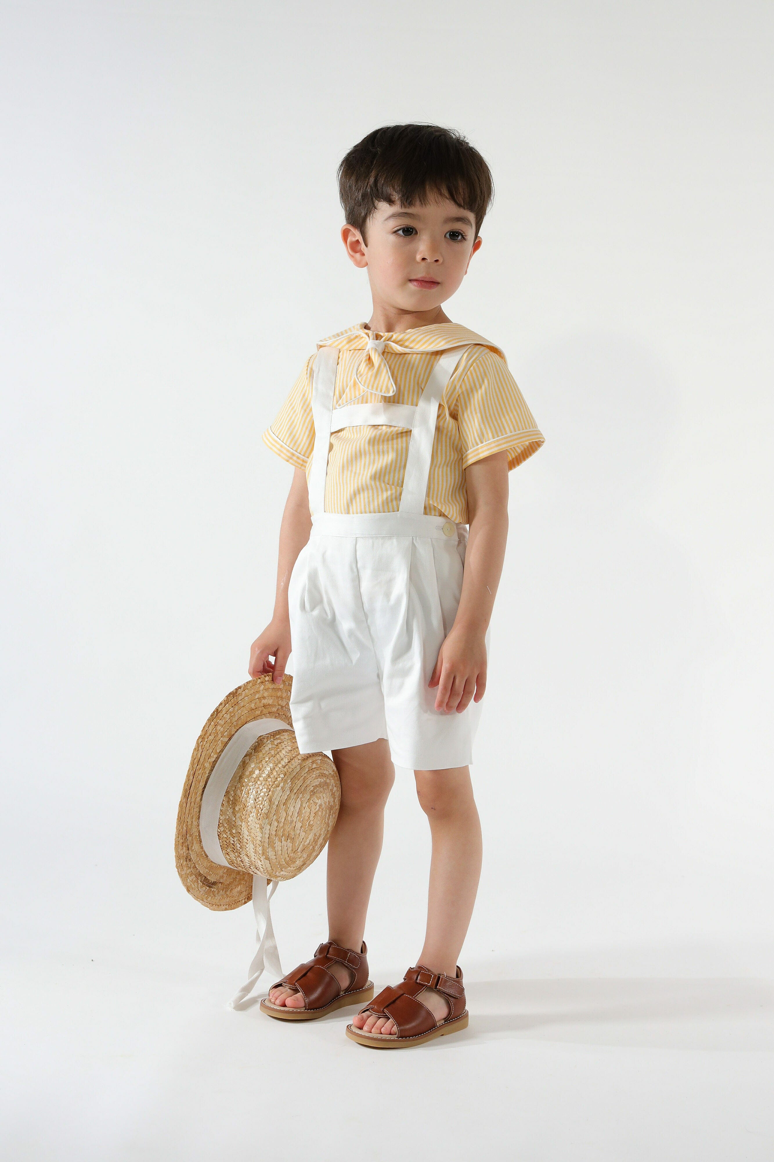 Eustache, chemise garçon, à petites rayures jaunes