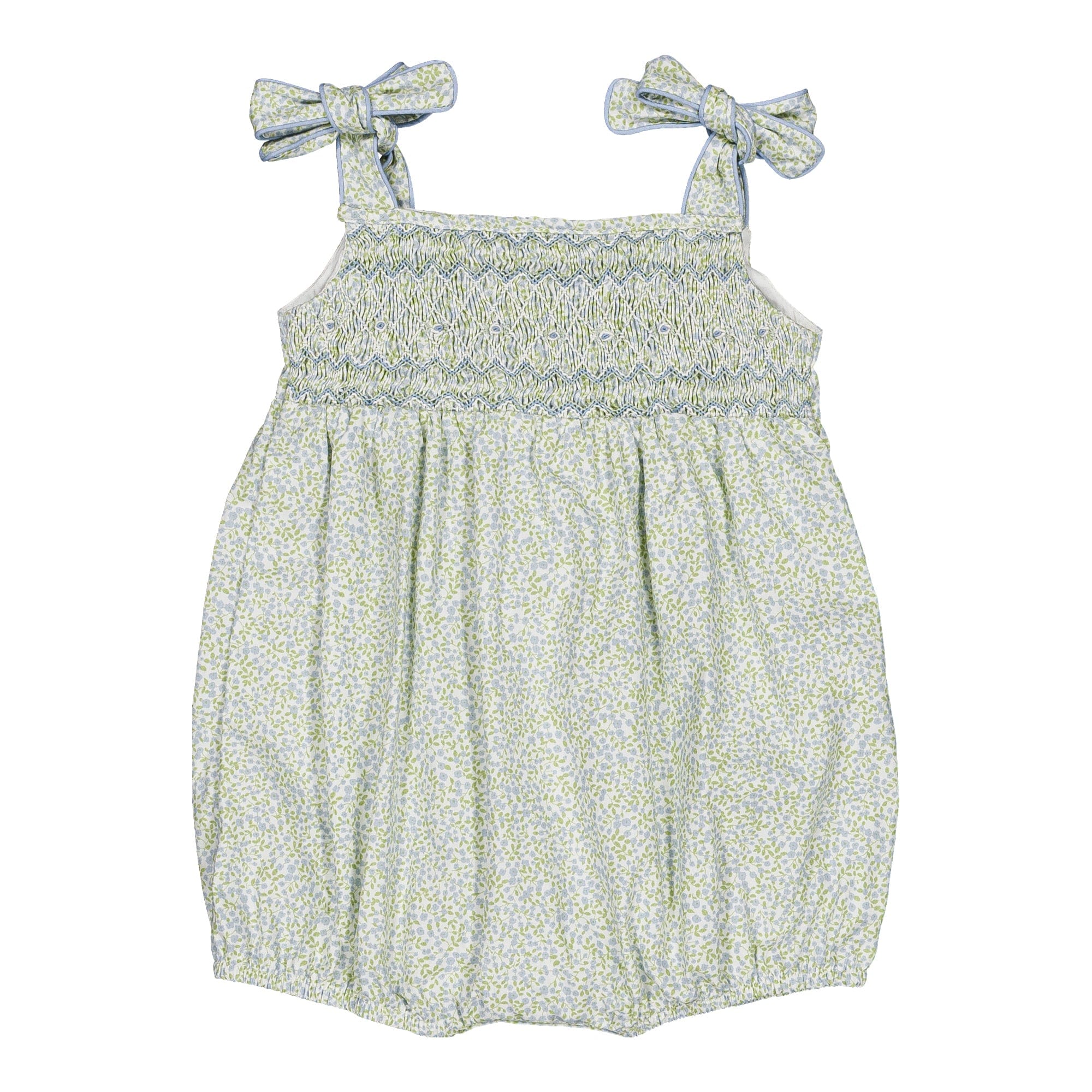 Francine, barboteuse smockée pour fille, imprimé Little Blue