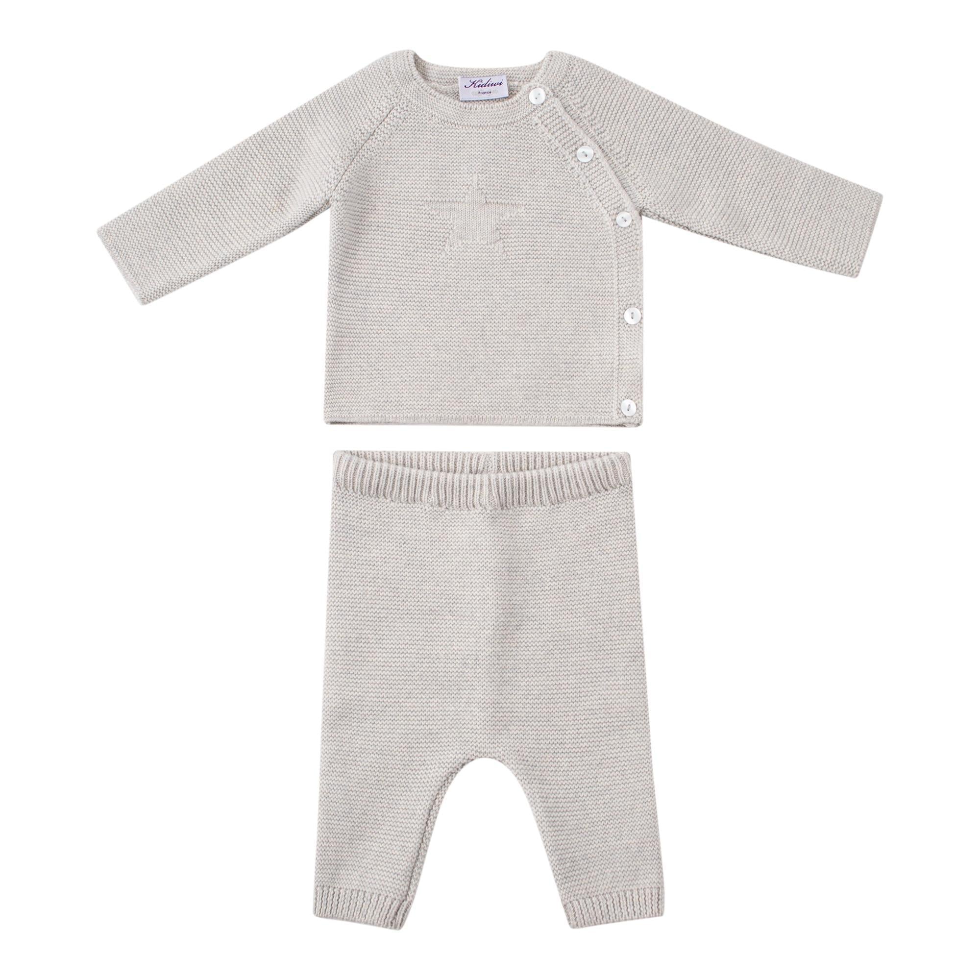 Frédérique, Ensemble bébé 100% laine mérinos, Marine
