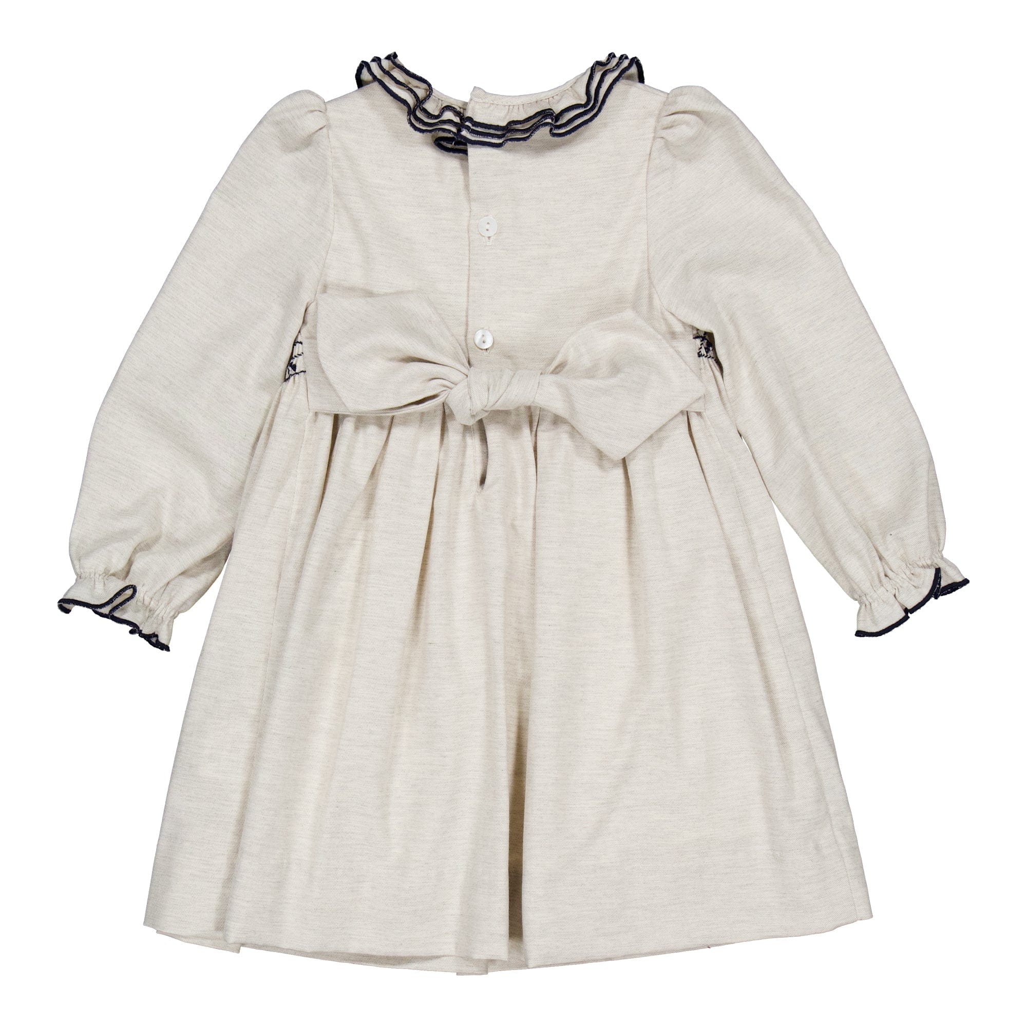 Hars ML, robe smockée en twill de coton biologique gris chiné