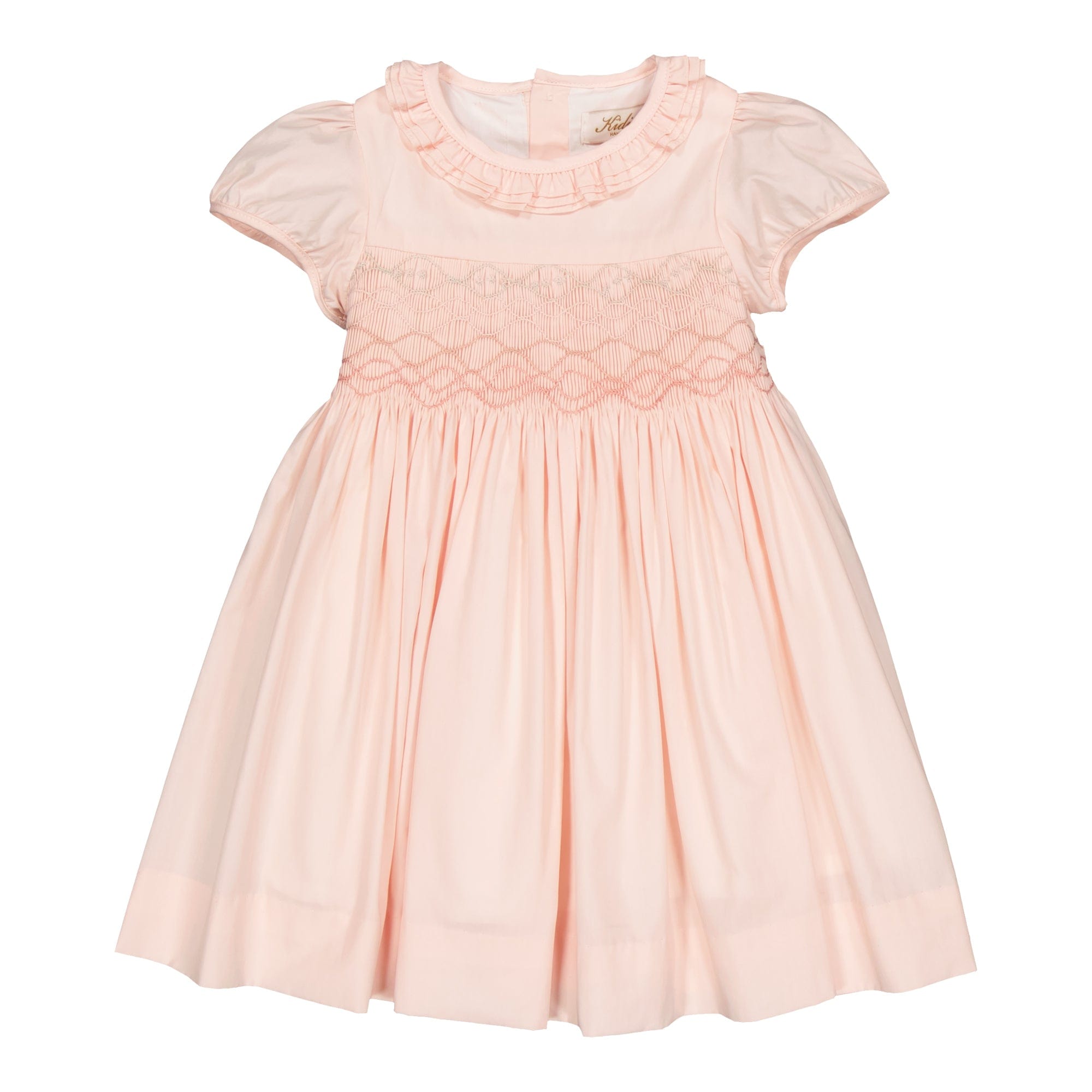 Hars, robe Ă smocks en popeline rose nude