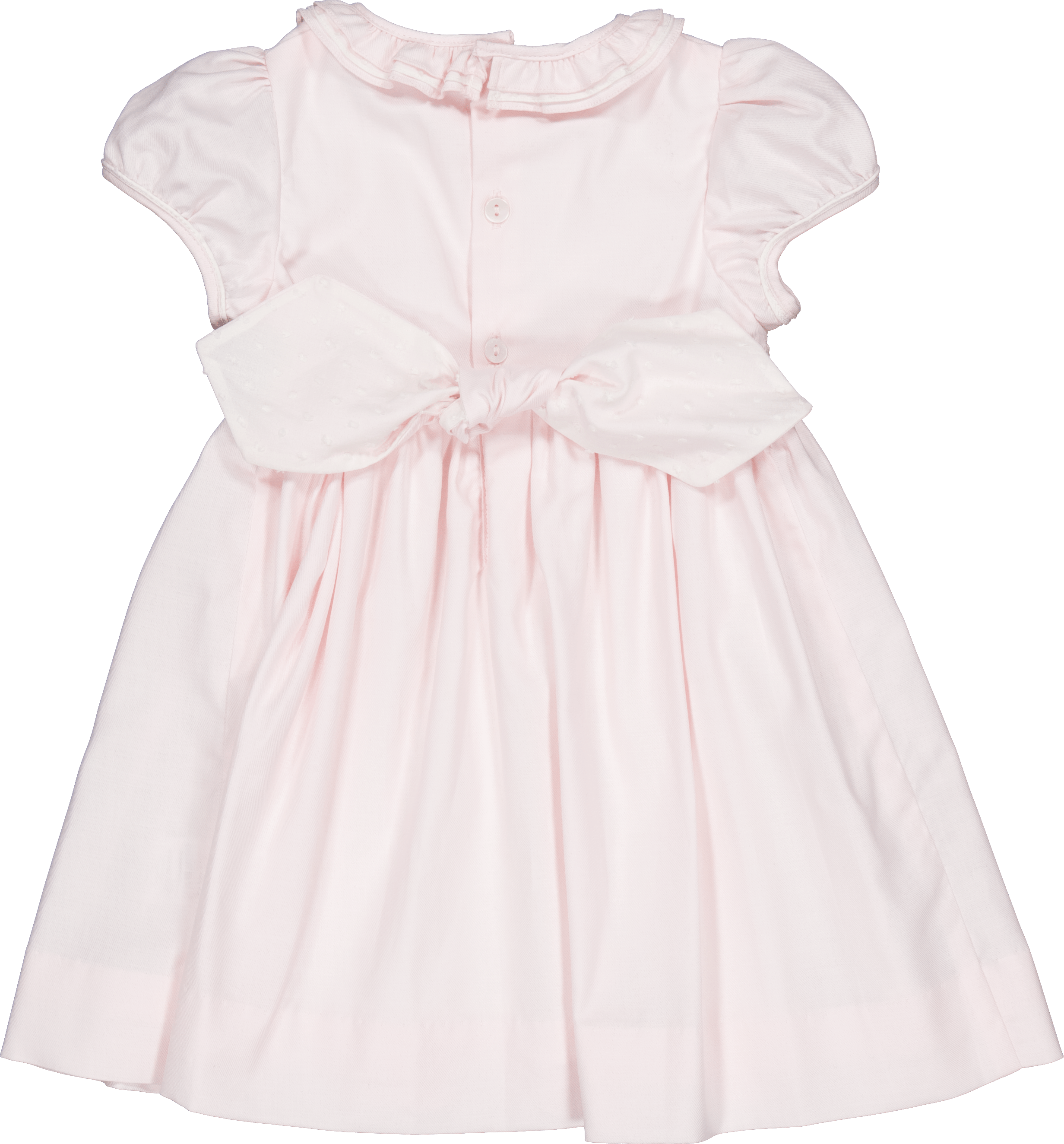 Hars, robe smockée en twill de coton rose pâle