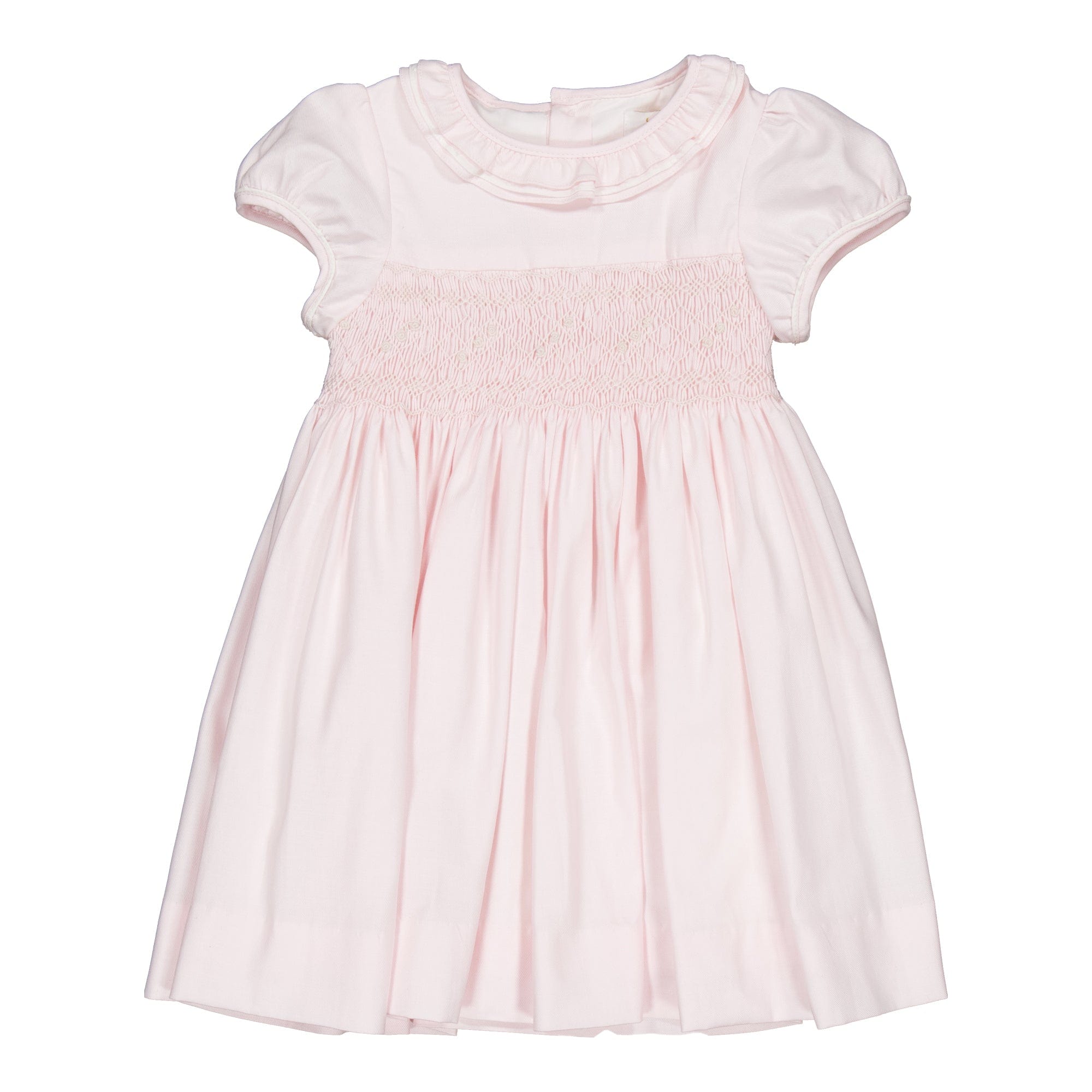 Hars, robe smockée en twill de coton rose pâle