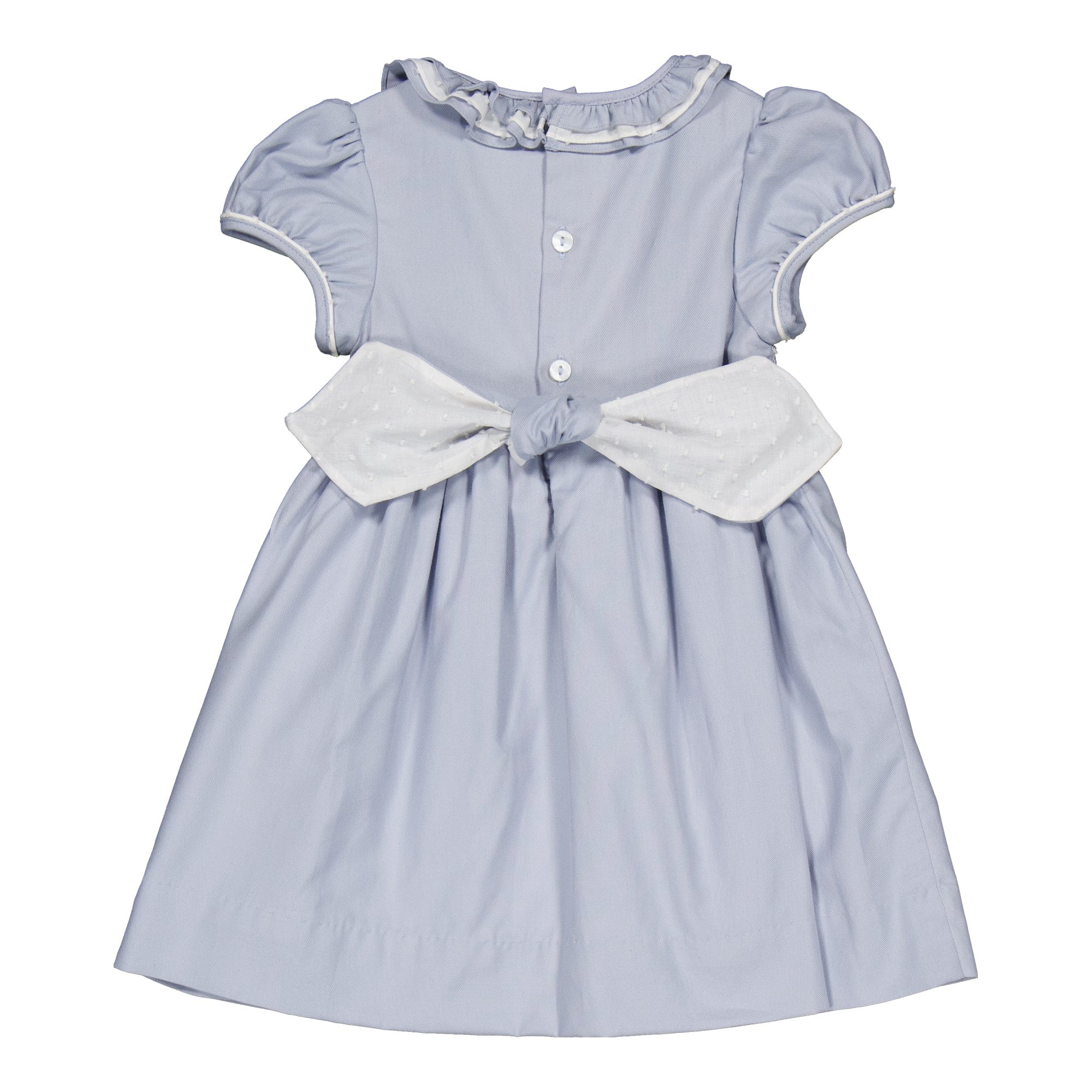 Hars, robe smockée twill de coton biologique bleu artique