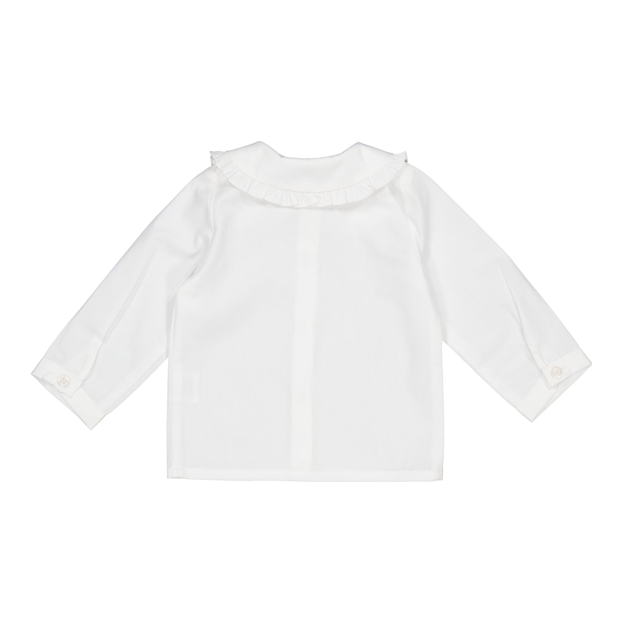Hélena, blouse fille en popeline blanche et broderies marine