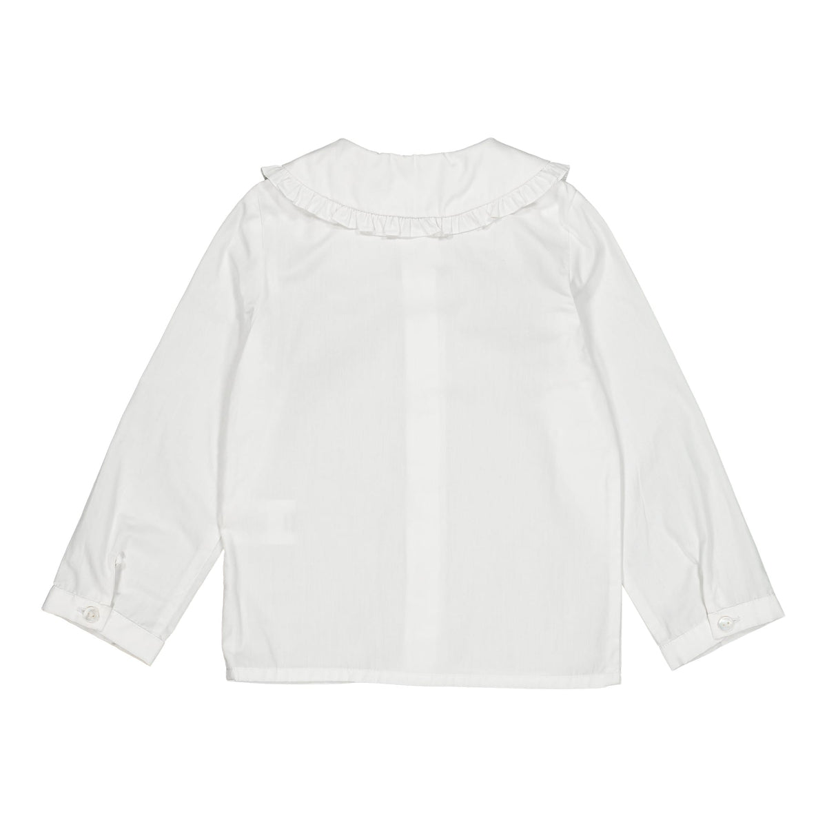Hélena, Blouse pour fille, en popeline blanche avec broderie rose