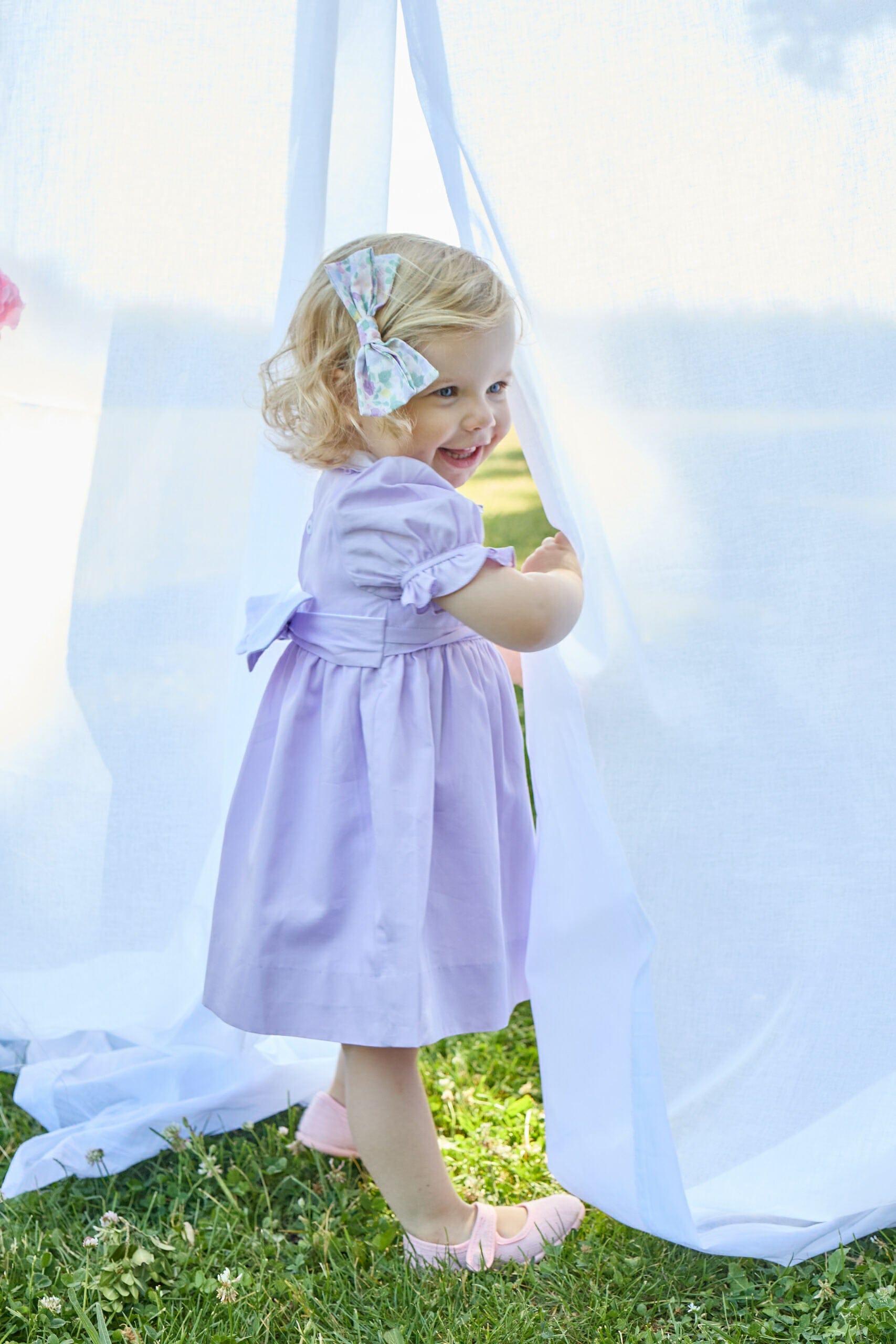 Henriette, robe, en popeline lilas