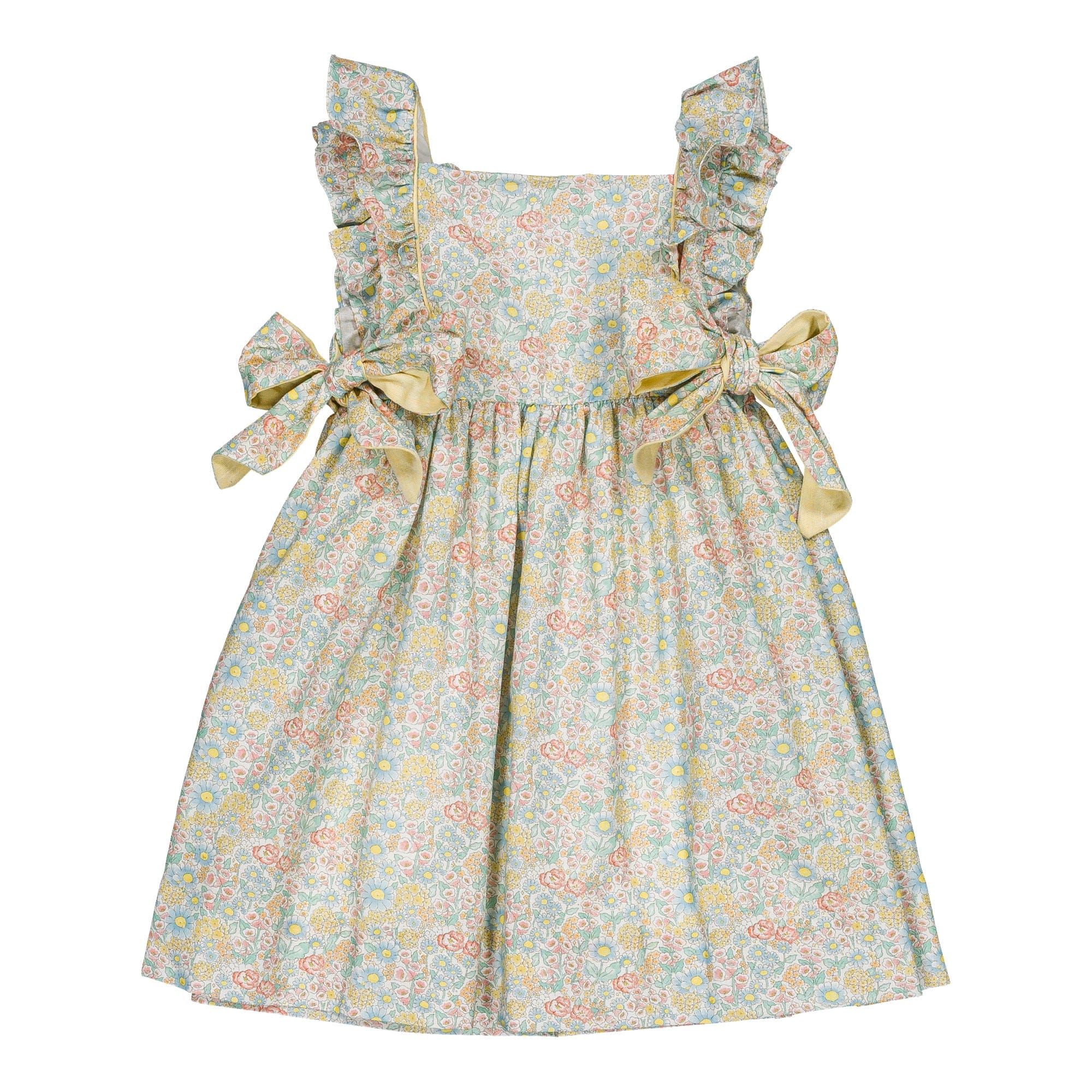 Kiara, dress, in Coral yellow floral print