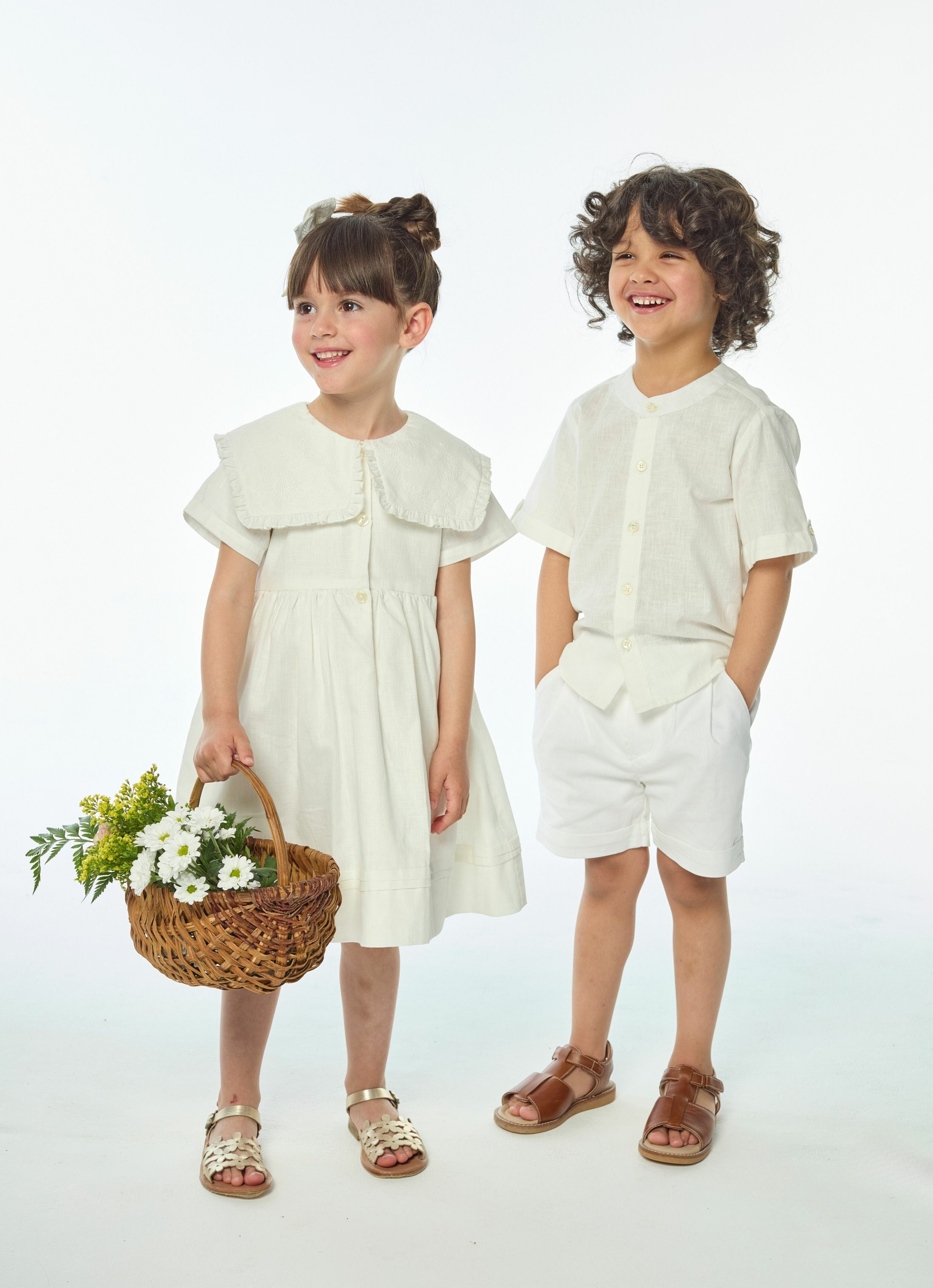 Maxence, chemise garçon en faux lin écru