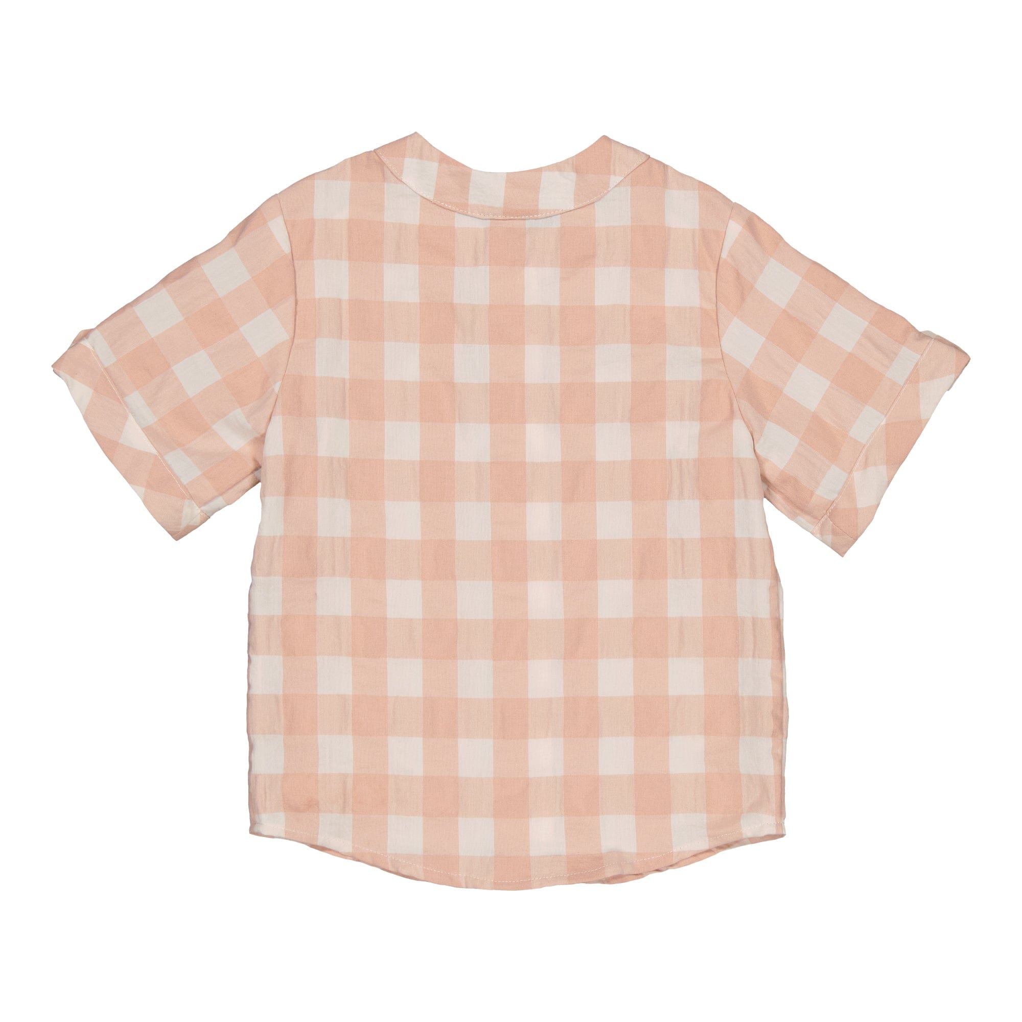 Maxence, chemise garçon en seersucker rose sable