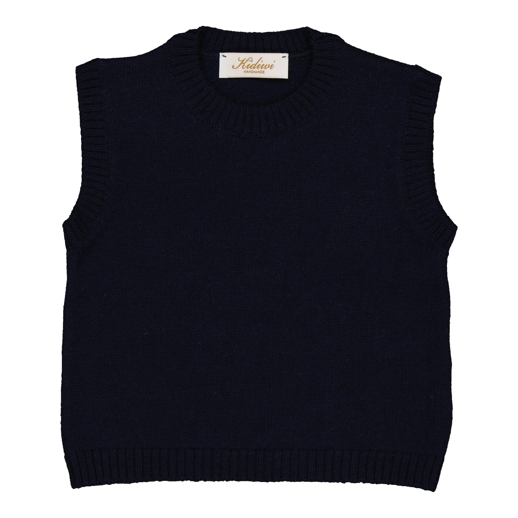 Morgan, 100% wool sleeveless sweater in Navy blue