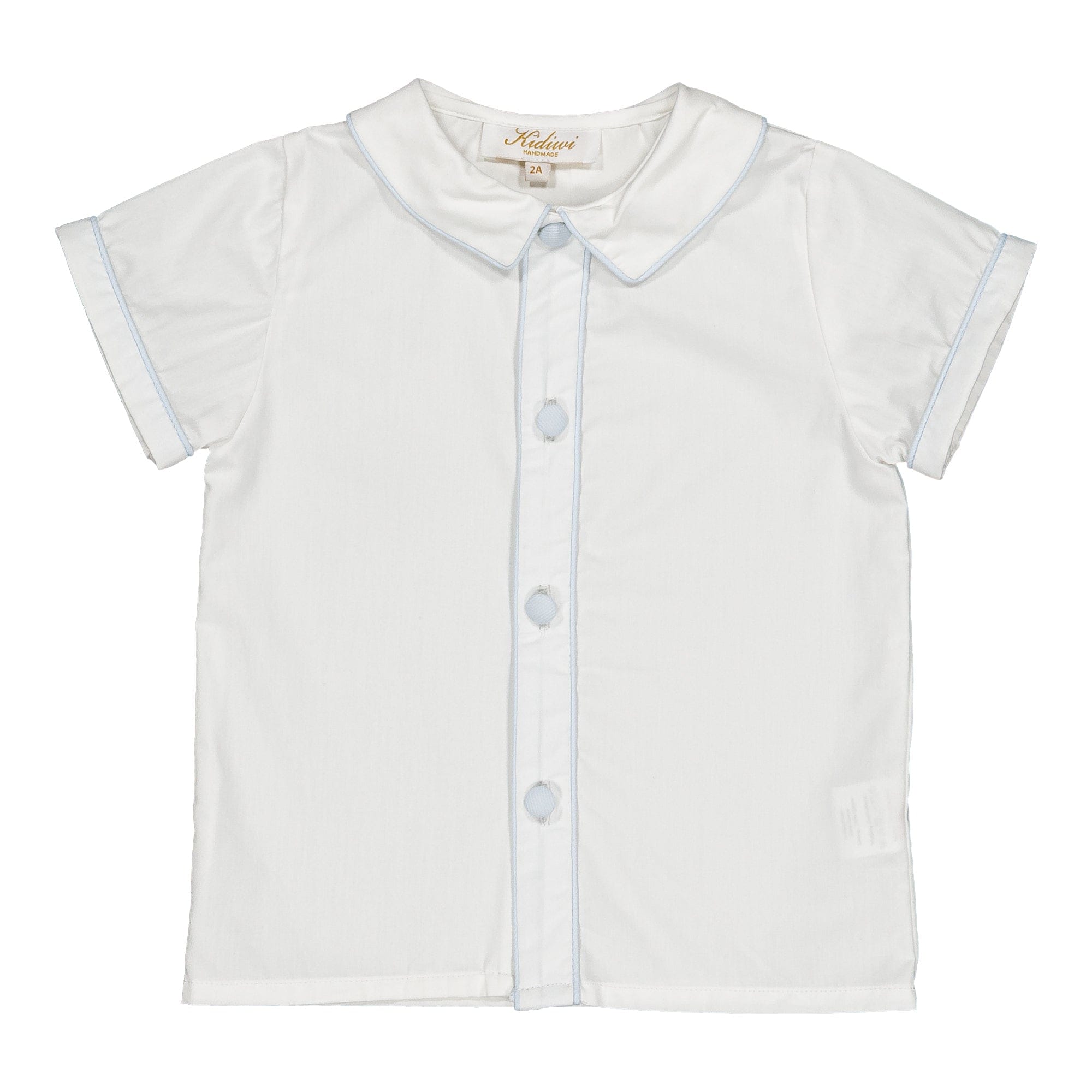 Noa MC, chemise garçon, en piqué bleu ciel