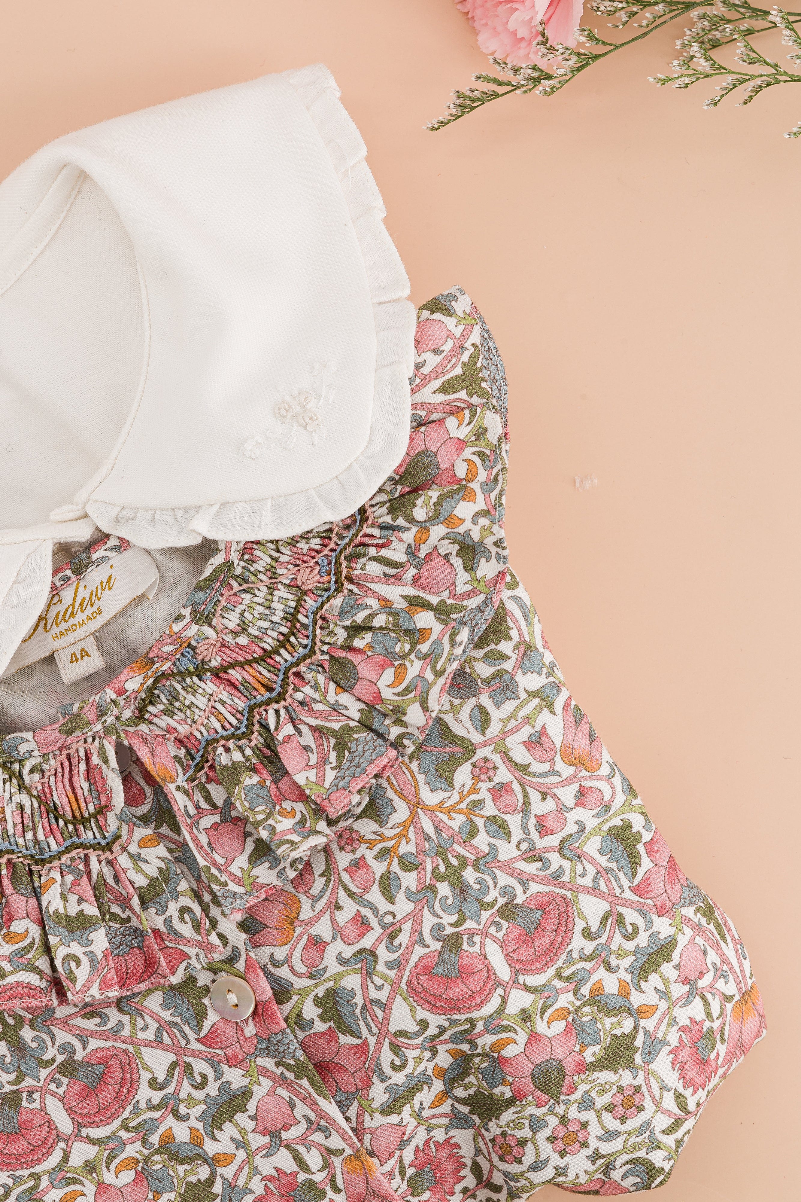 Nour, blouse fille imprimé baroque rose