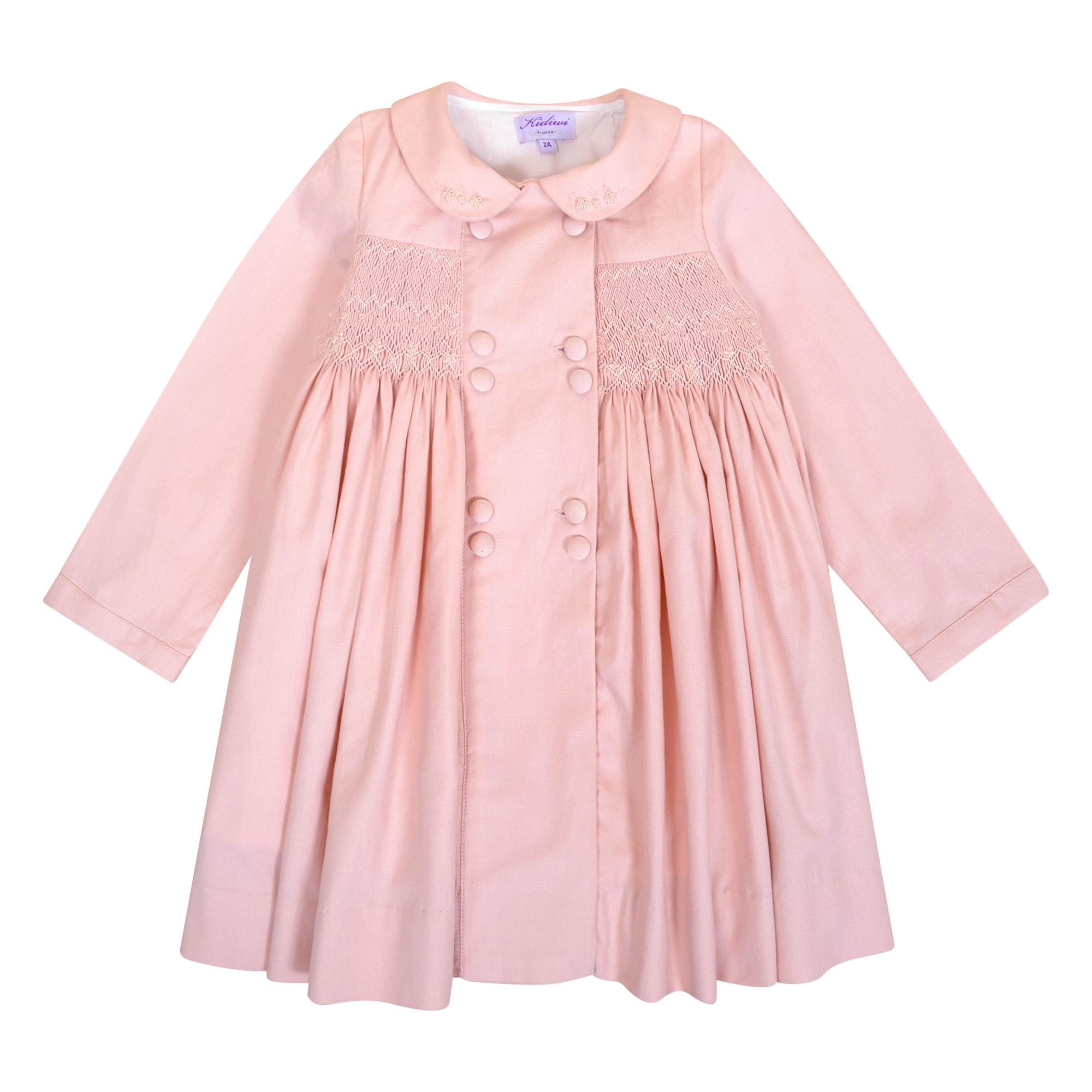 pink long sleeve smock dress Angele Pink Corduroy Long Sleeve Smocked Dress