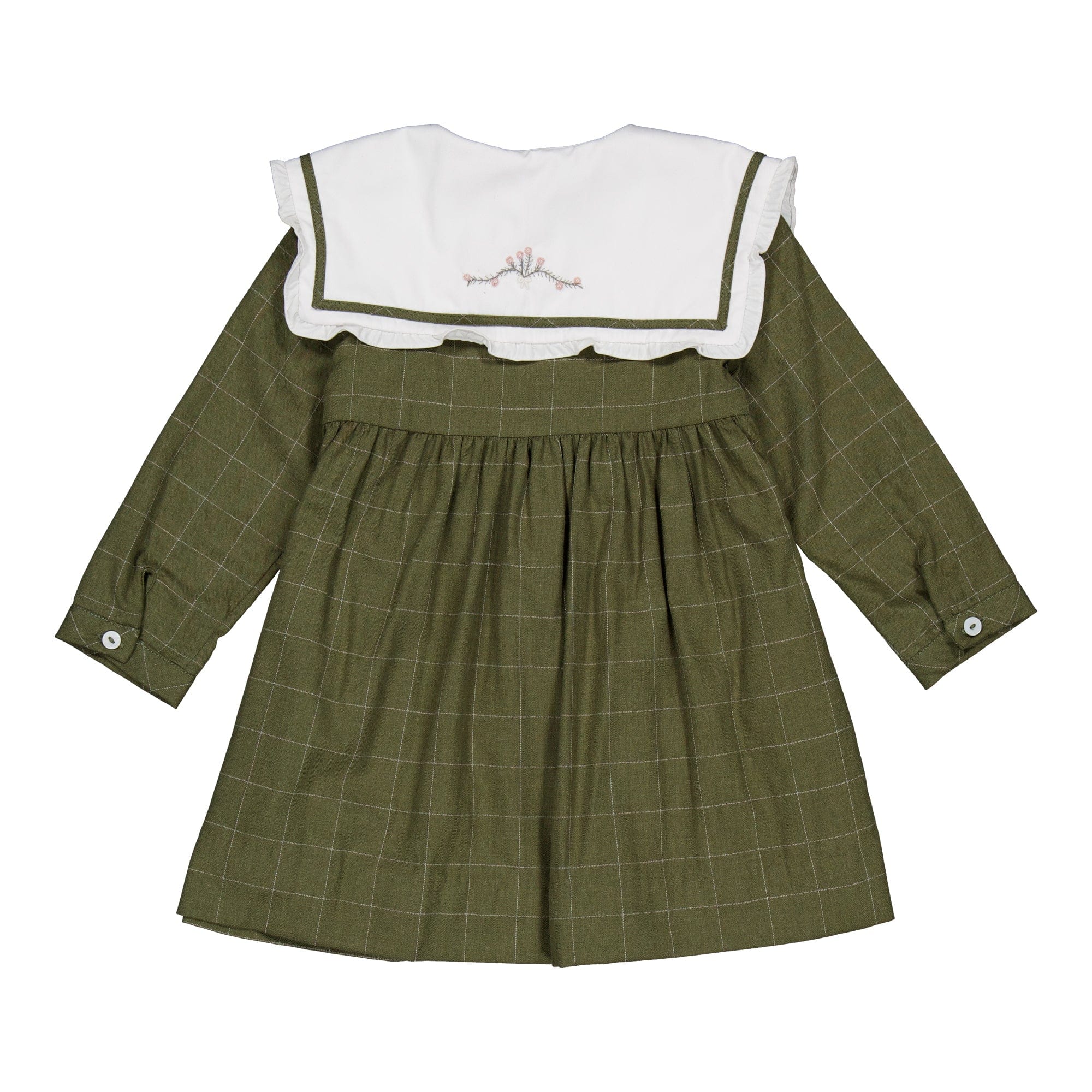 Paola, robe à carreaux kaki
