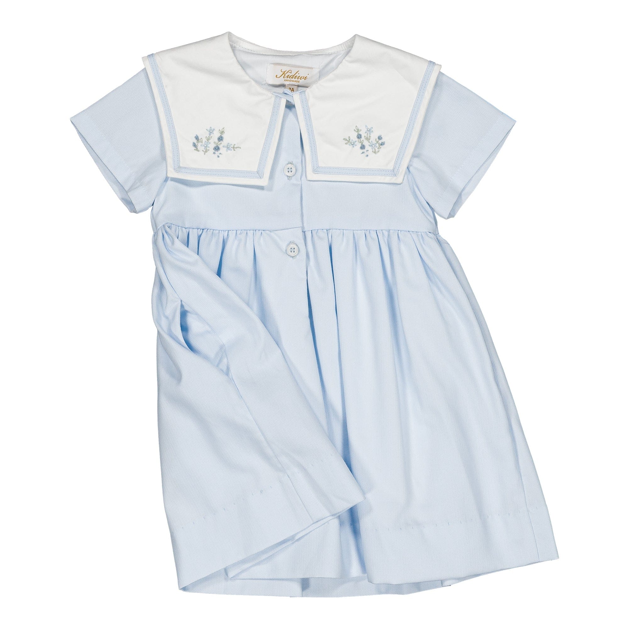 Paola, robe, en piqué bleu ciel