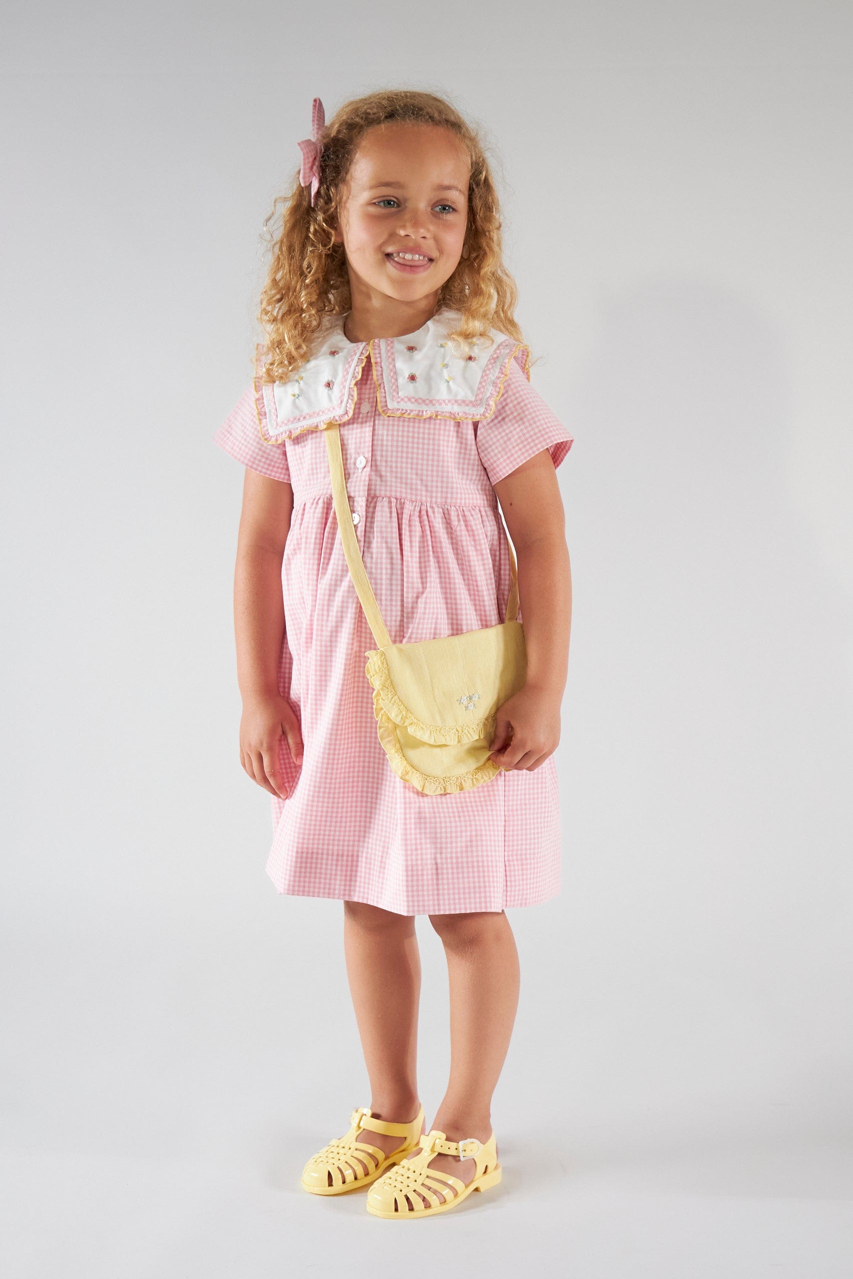 Paolina, dress, in Candy pink small gingham
