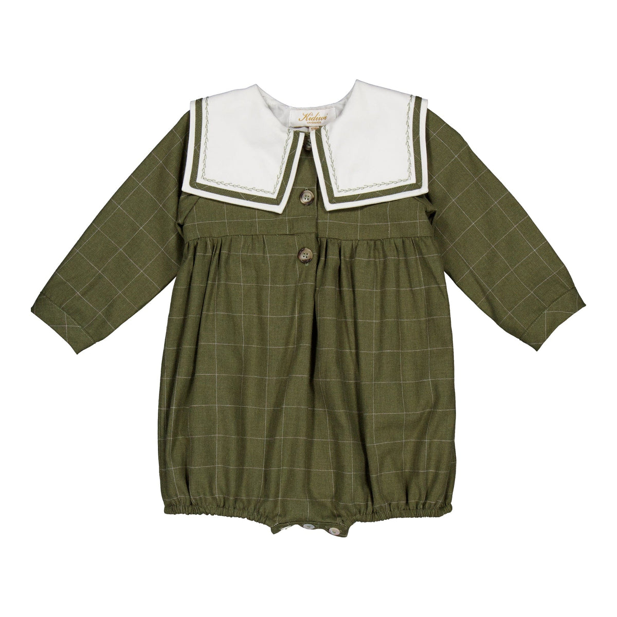 Paulin, baby romper, in Khaki checks