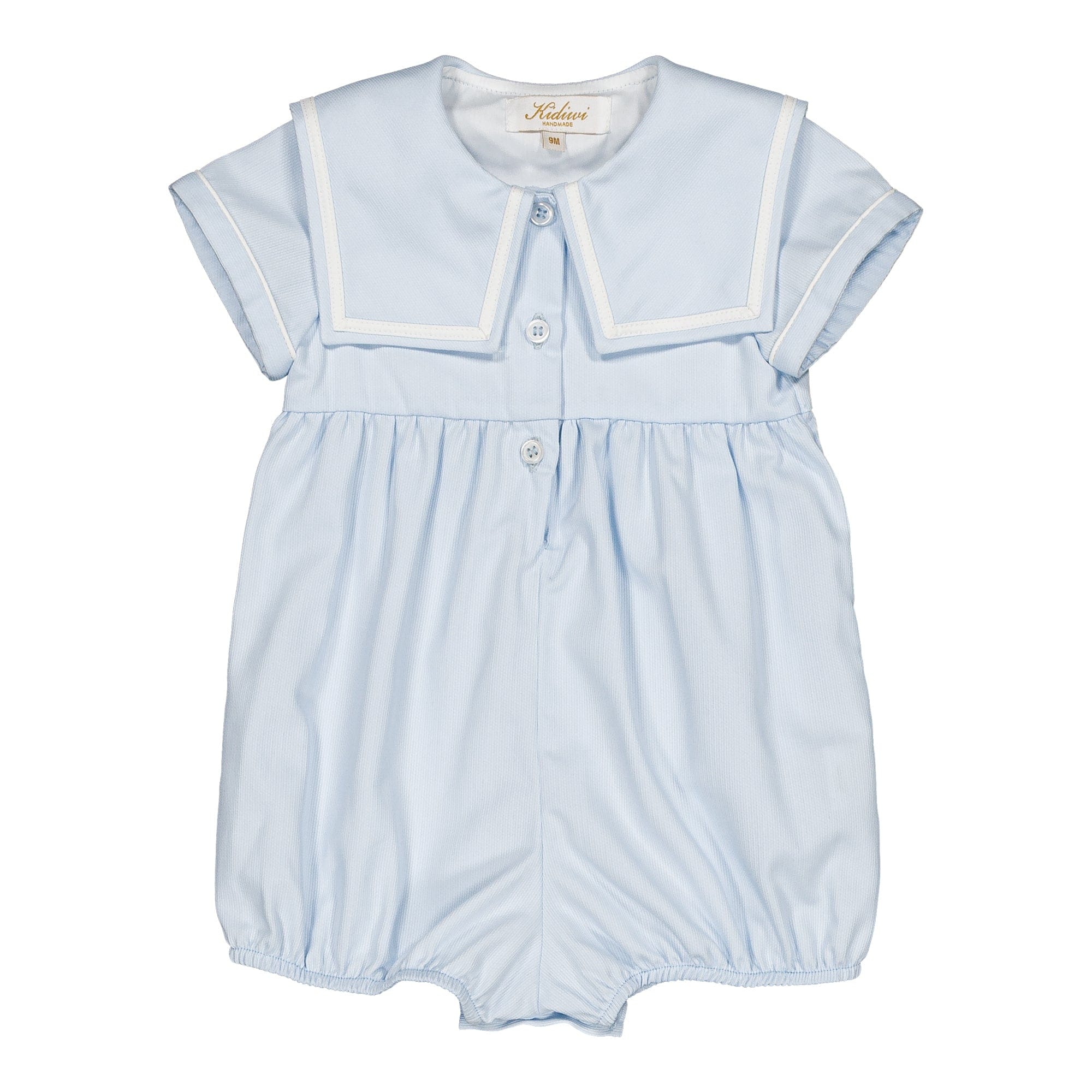 Paulin, barboteuse garçon, en piqué bleu ciel