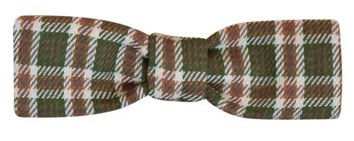 Perle, Clip petit noeud, en tartan Kaki - Perle, Small bow clip, in Khaki tartan