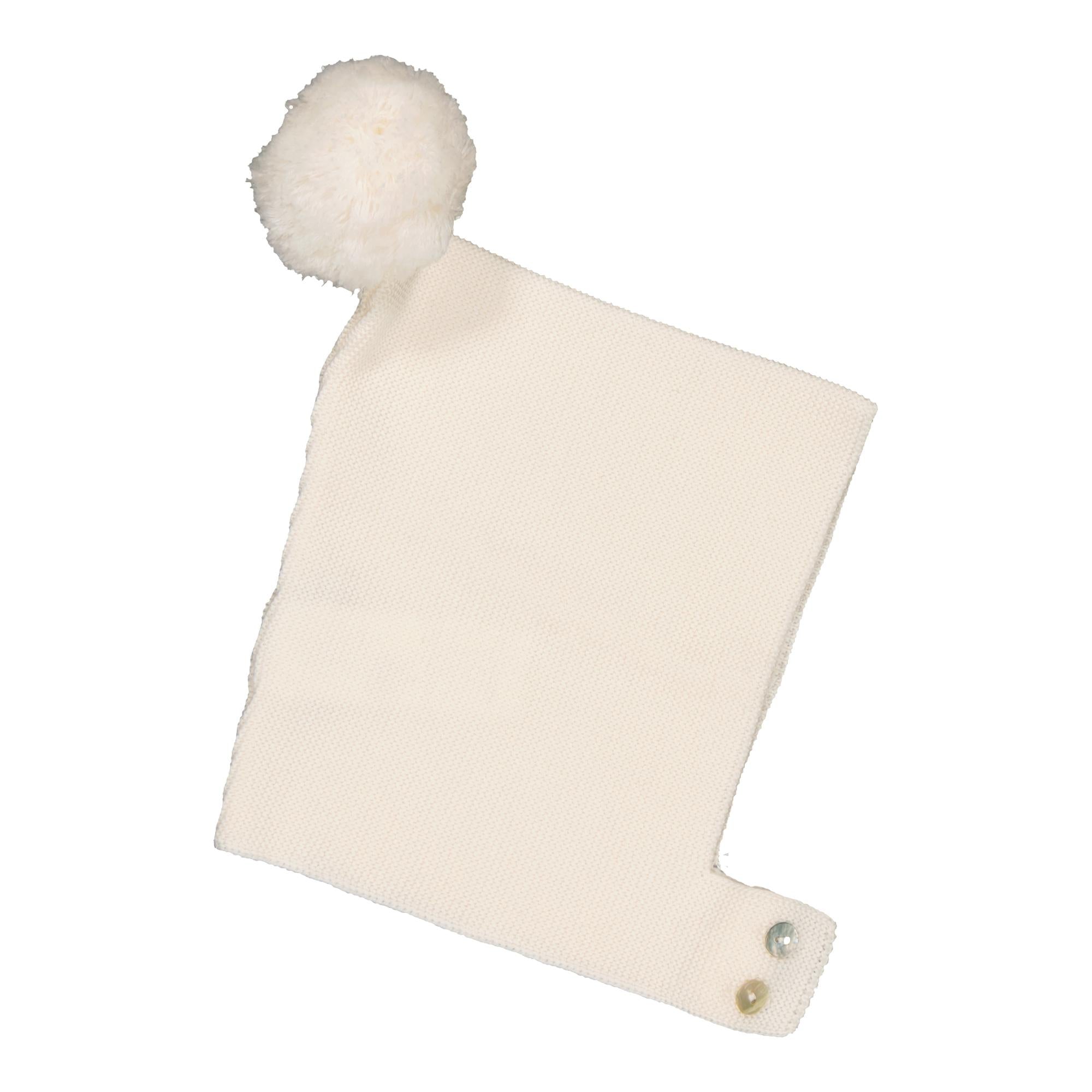Pio, bonnet pour bébé avec pompon 100% laine, en Latte