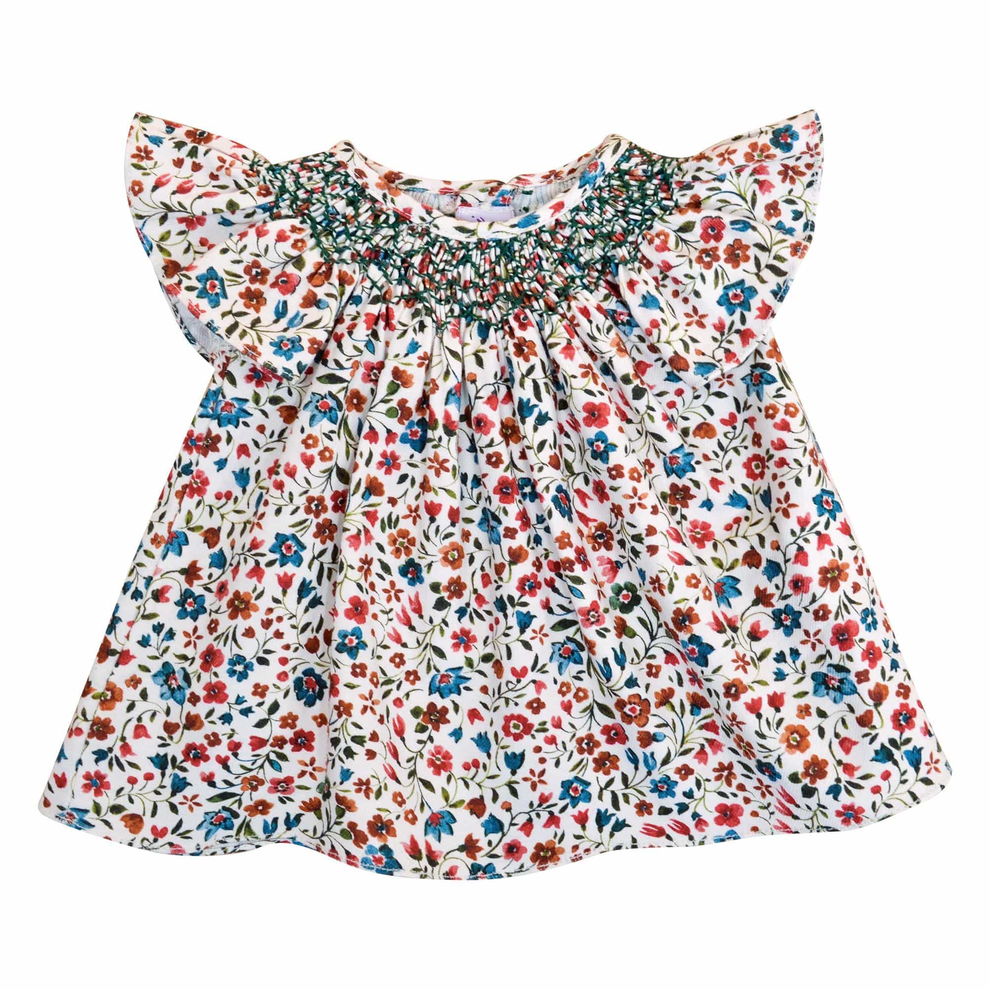 Pipa, Smocked dress for 36cm dolls, in Christmas flower print