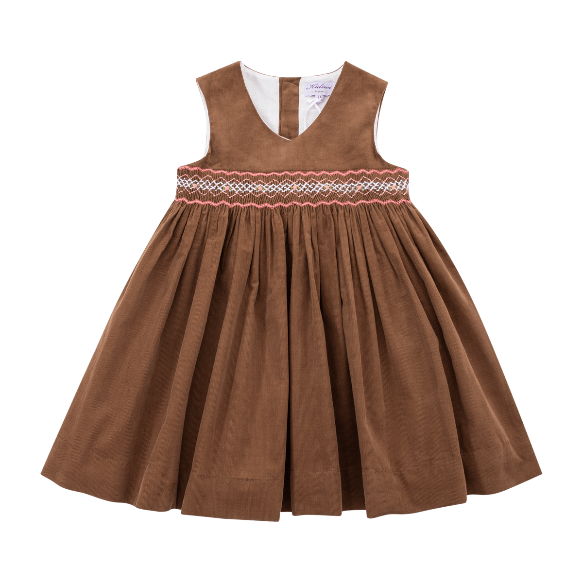 Robe chasuble Carmelle en velours milleraie chataîgne