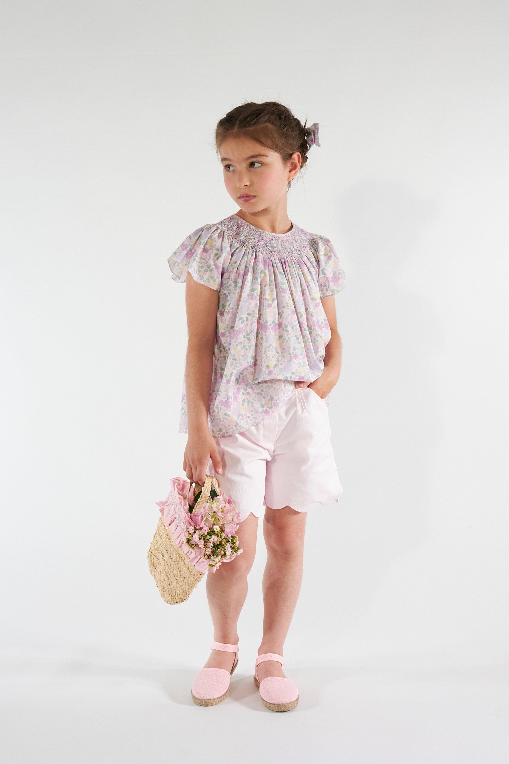 Sandra, girl shorts, in Pink piqué