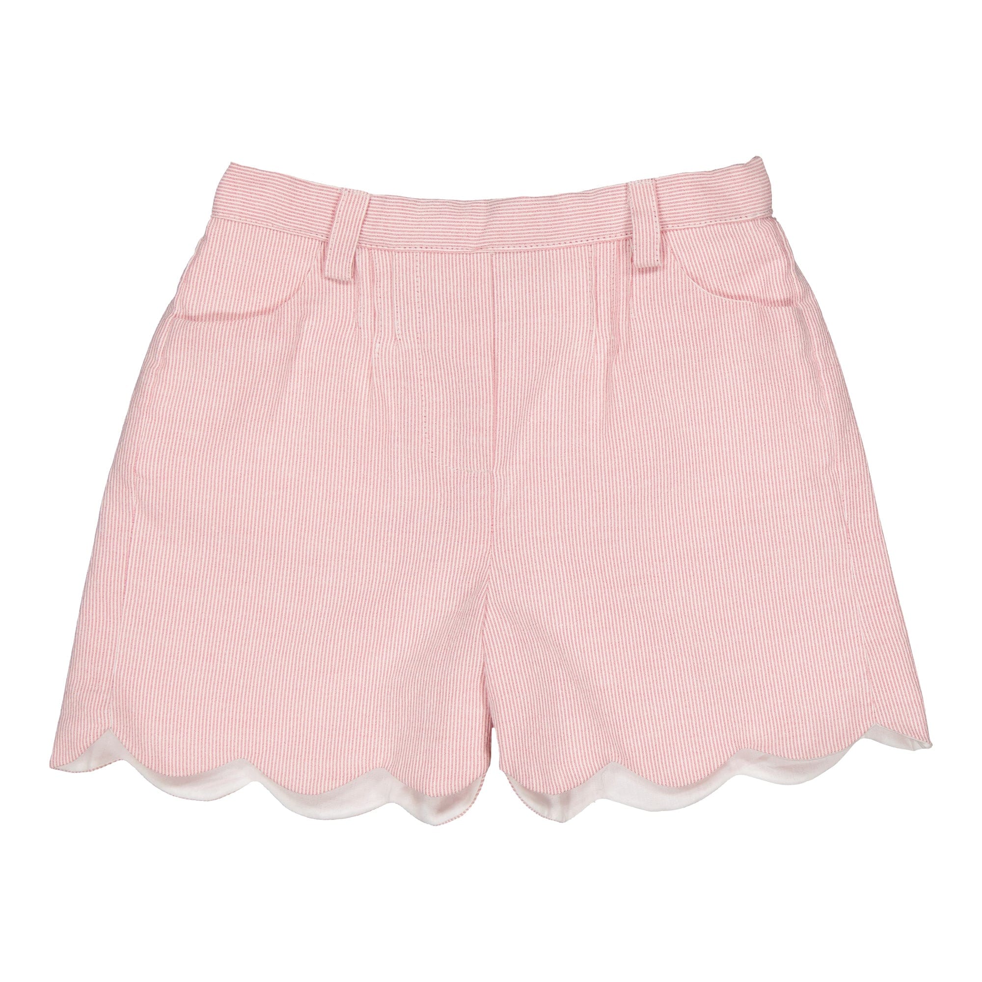 Sandra, short en seersucker rayé magenta