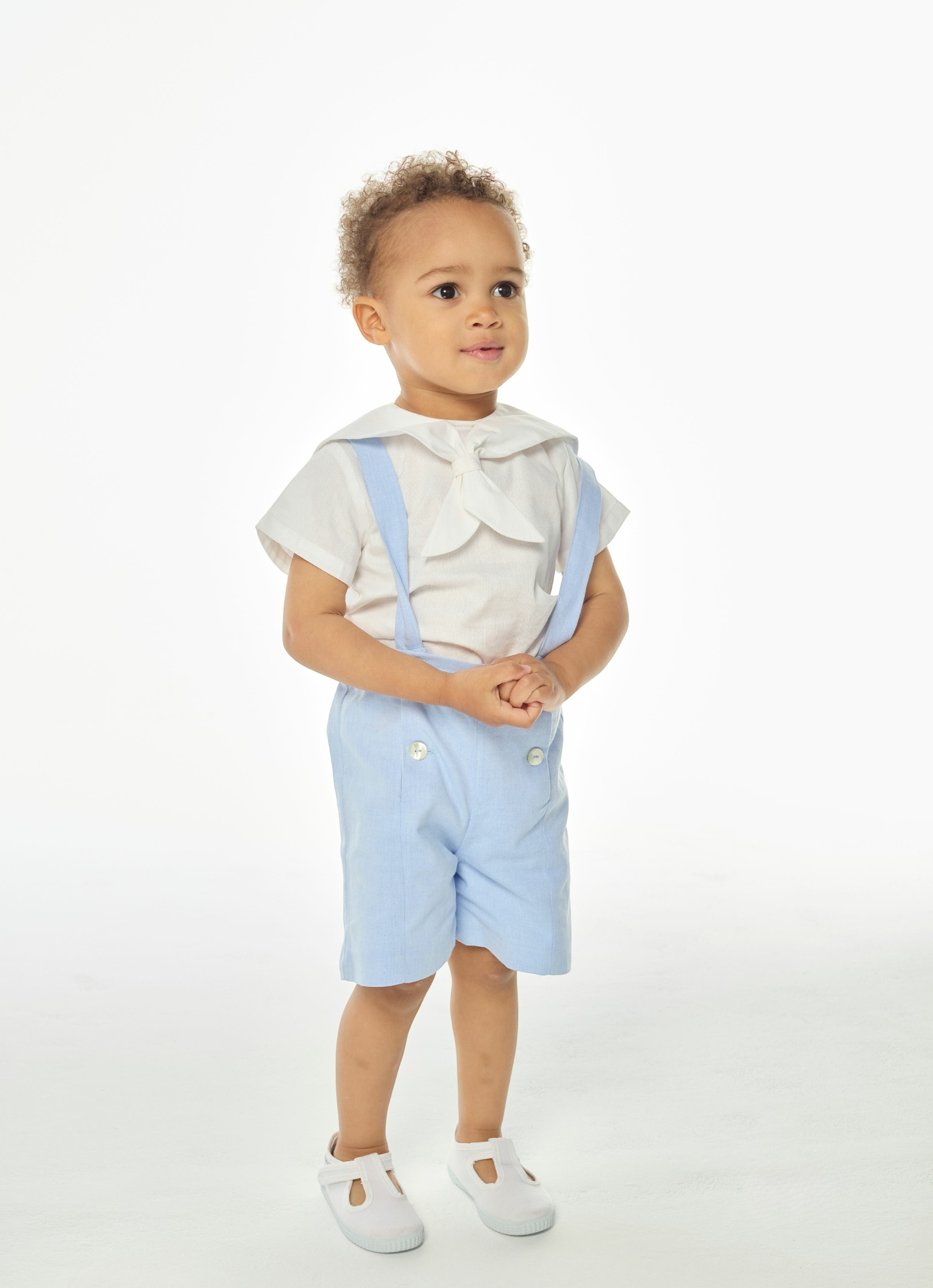 Silène, salopette chambray bleu ciel