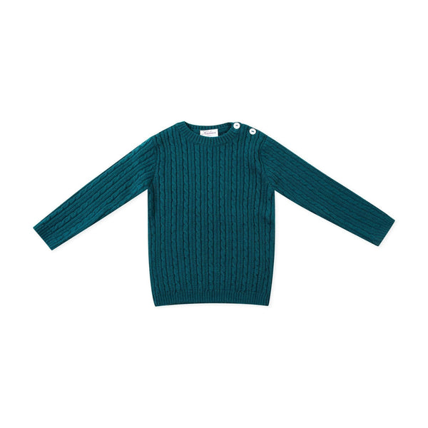 Simon, Cable sweater 100% merinos wool, Emerald