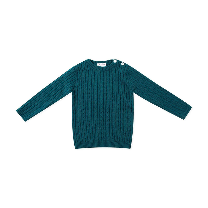 Simon, Cable sweater 100% merinos wool, Emerald