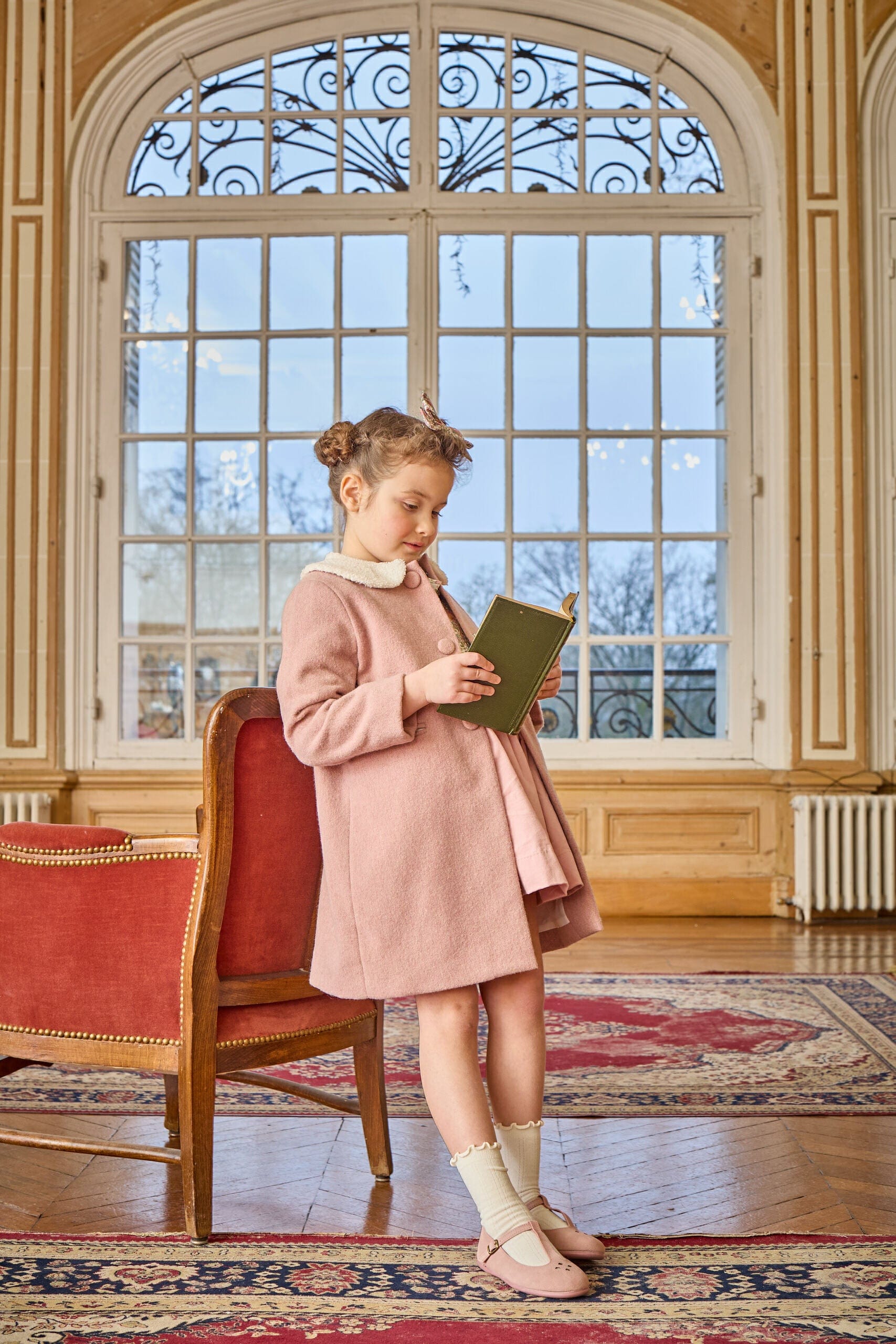 Sofia, manteau en laine rose