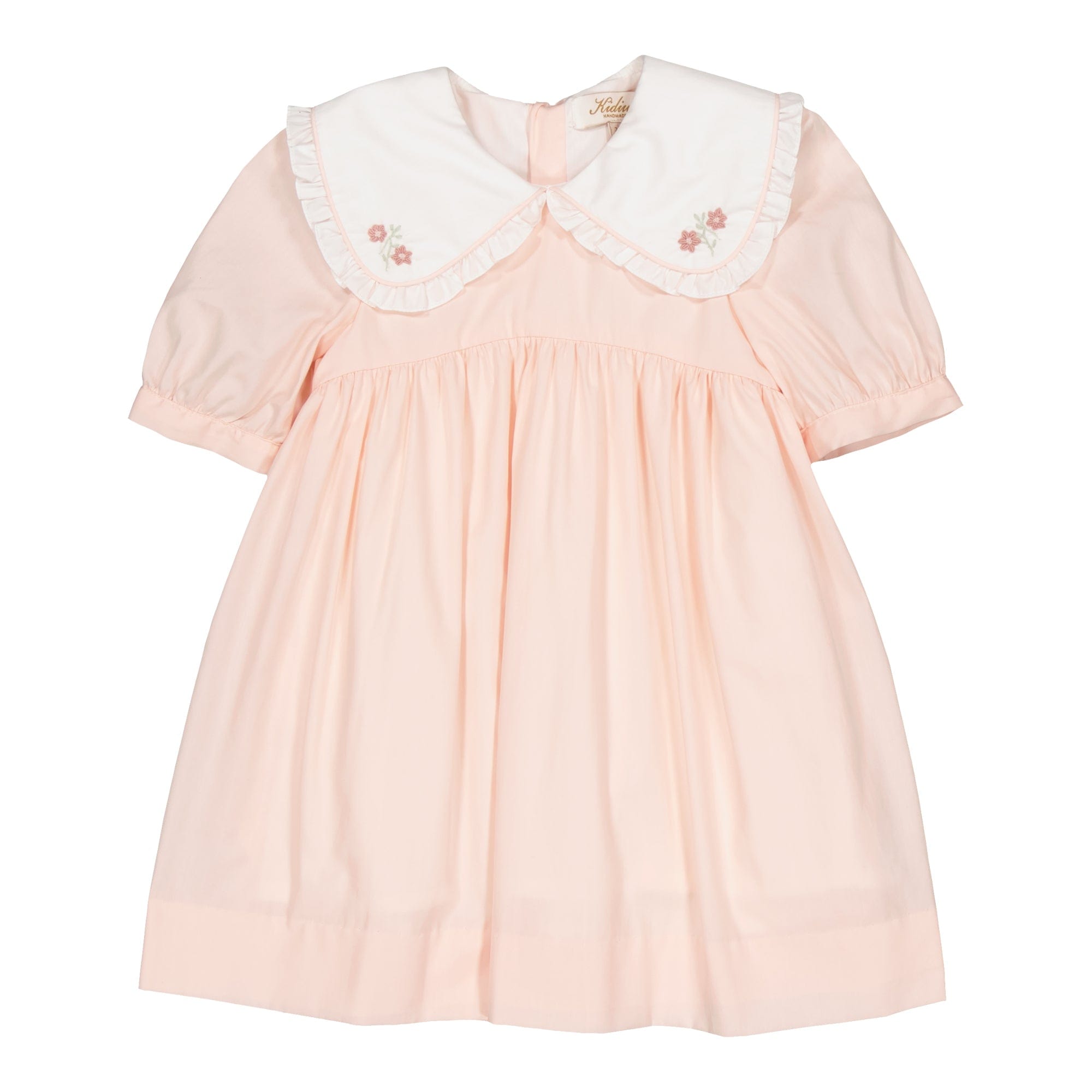 Swanille, embroidered dress, in Nude pink poplin