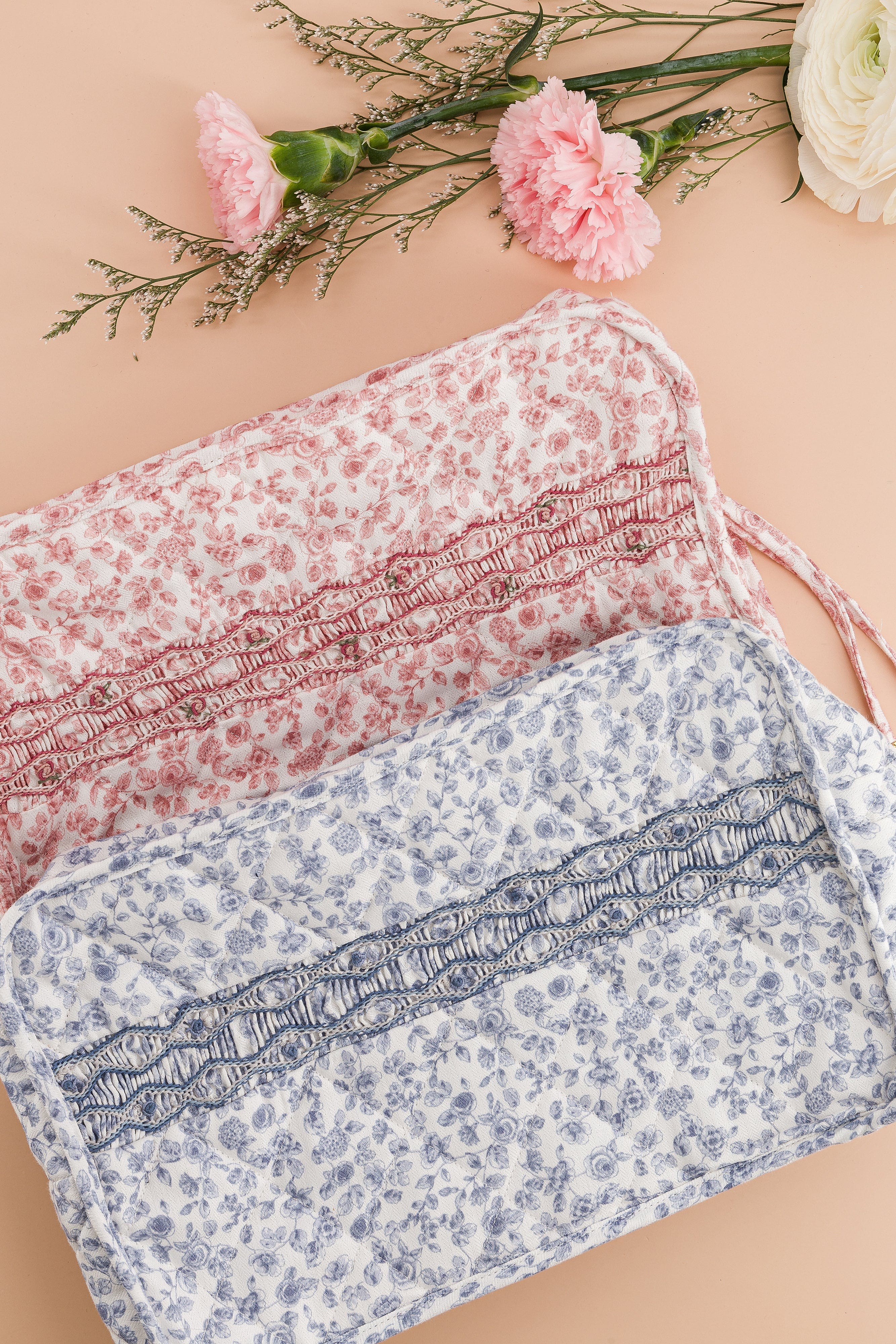 Trixie, trousse smockée 28x18cm, imprimé vieux rose