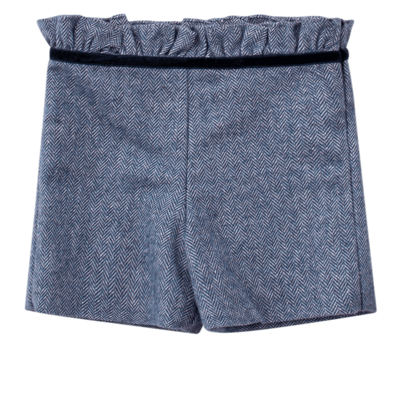 Short en laine chevronné marine