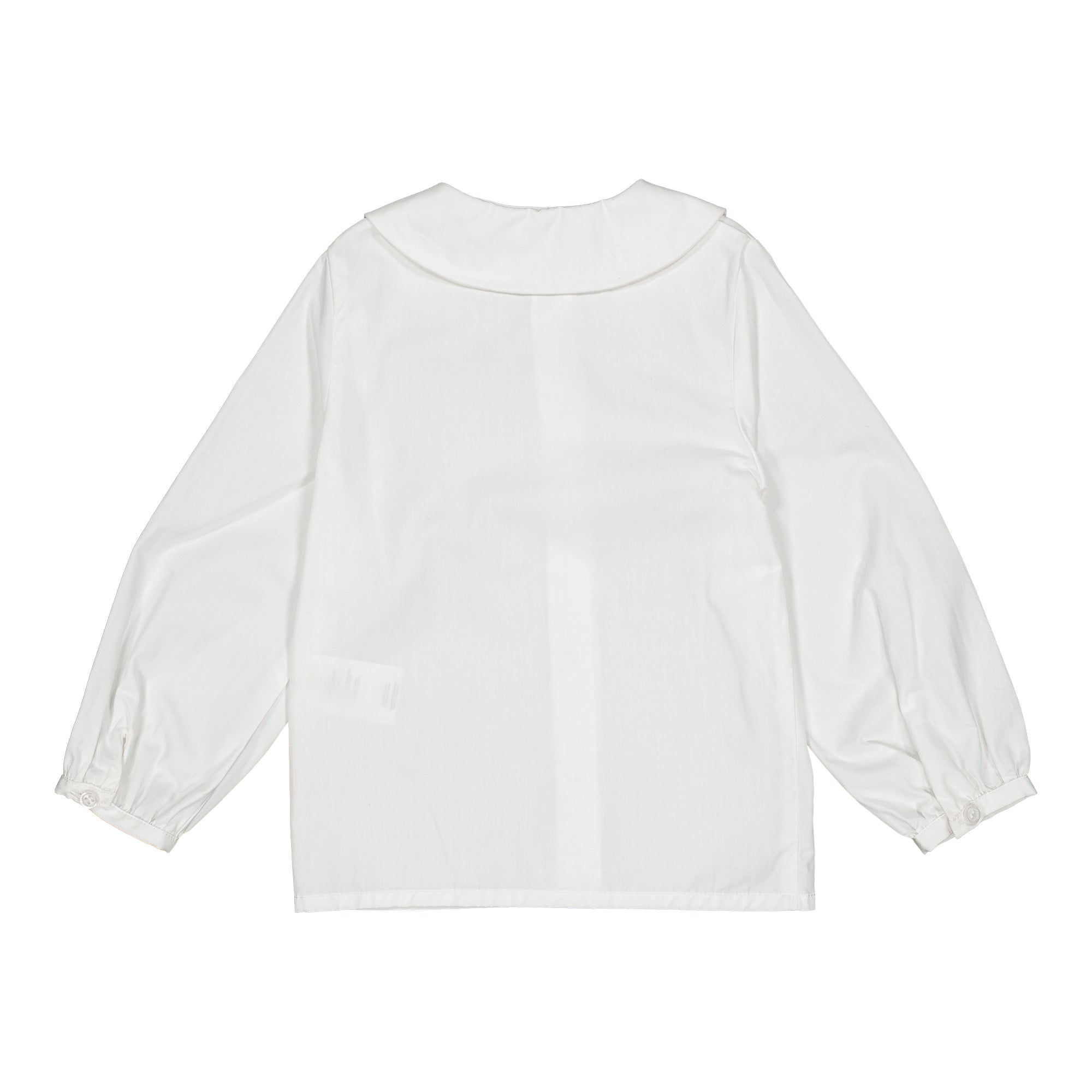 Octavia, girl blouse, in white poplin with burgundy ribbon