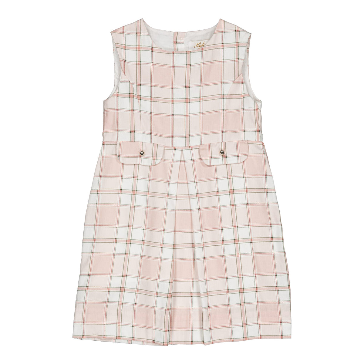 Laetitia, pinafore girl dress, in Pink tartan
