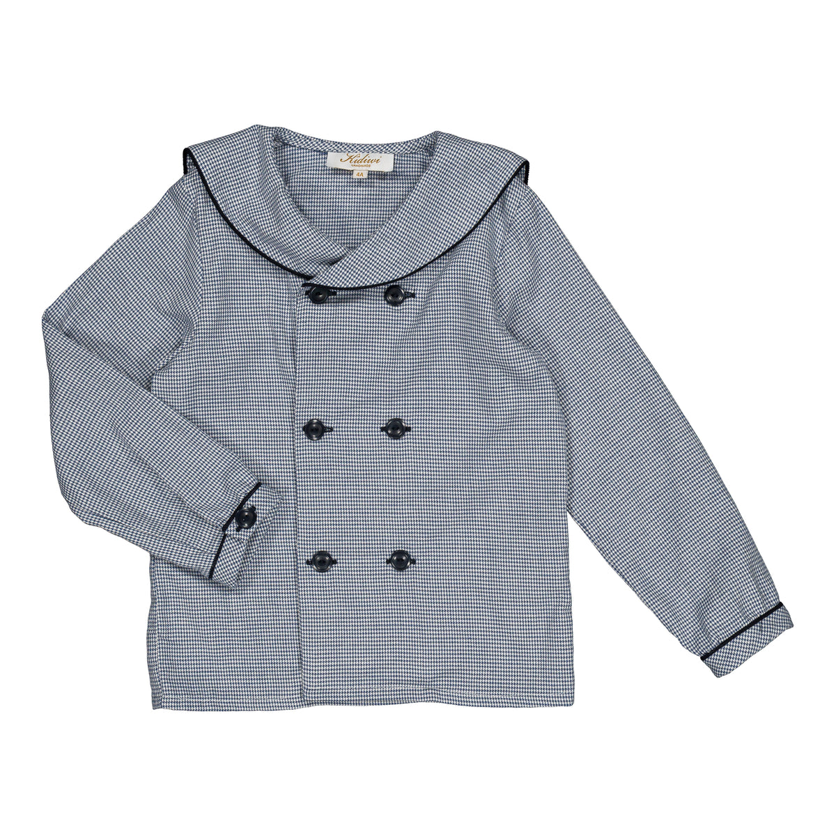 Ambroise, boy shirt, in Navy blue houndstooth
