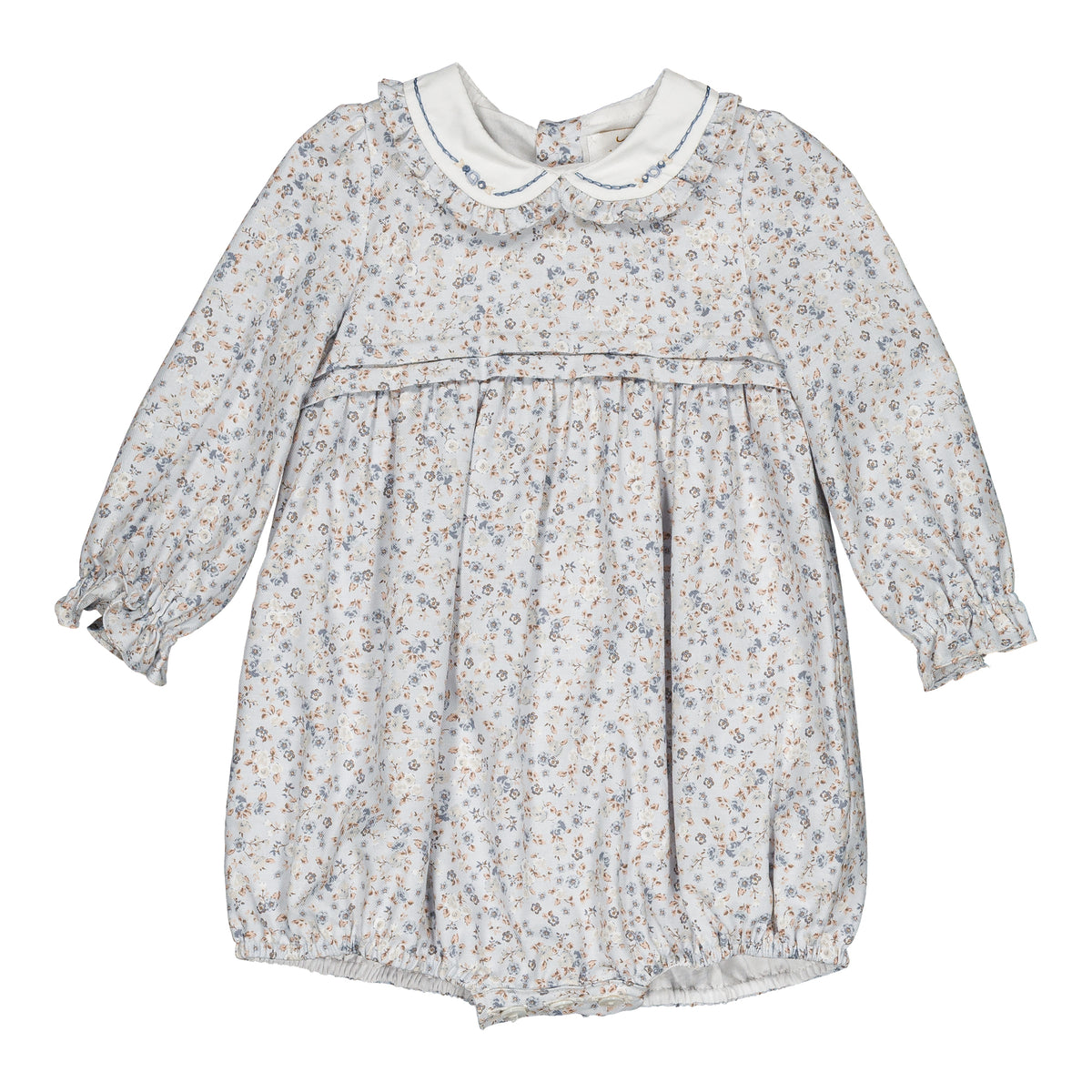 Arlette,  girl romper, in Small blue flowers print
