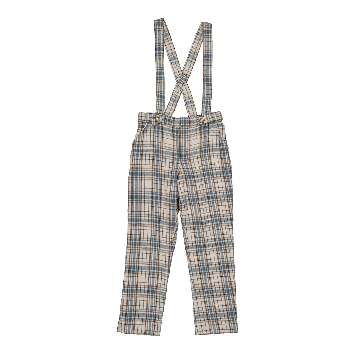 Bertrand, boy trousers, in Blue-grey tartan