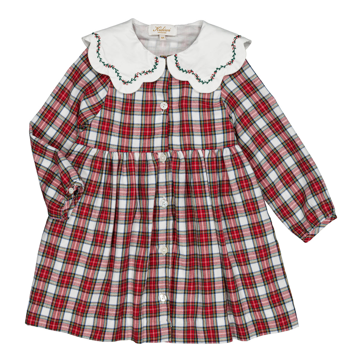Colette, girl dress, in Red tartan