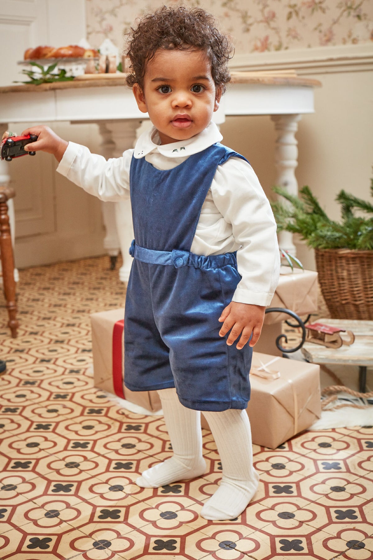 Léonard, romper, in Navy velvet