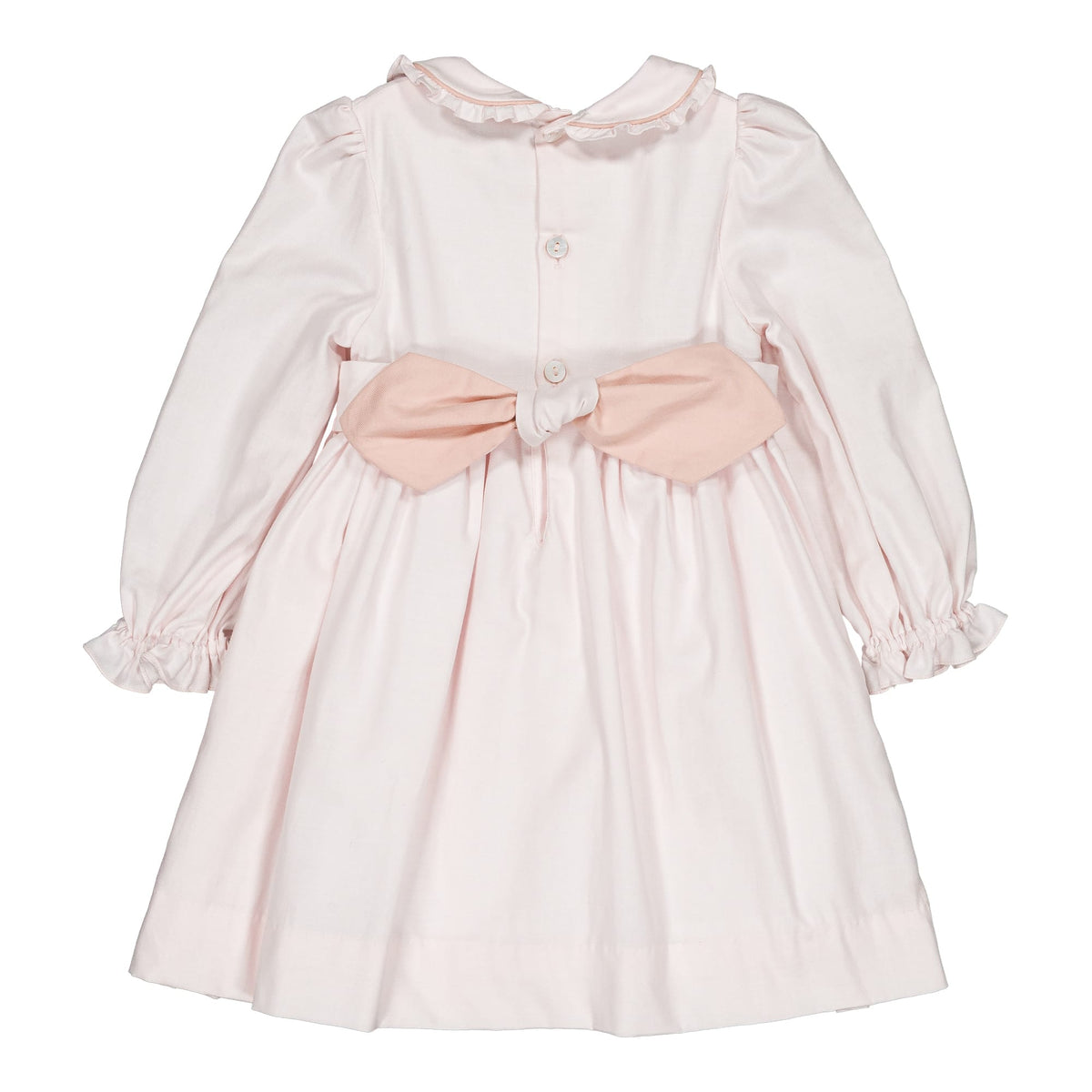 Sybelle ML, smocked girl dress, in Pale pink organic cotton twill