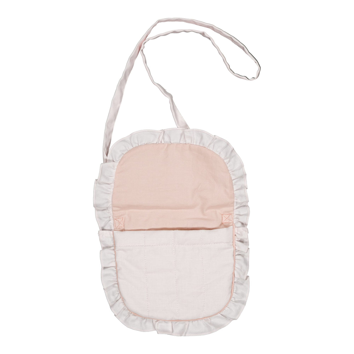 Mimosa, embroidered shoulder bag, in Pale pink organic cotton twill
