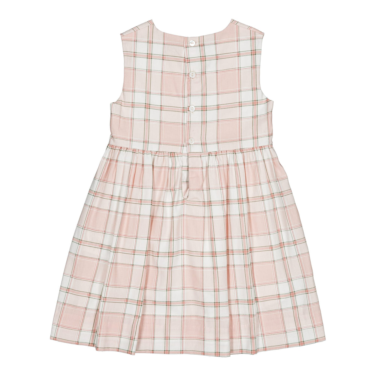 Laetitia, pinafore girl dress, in Pink tartan