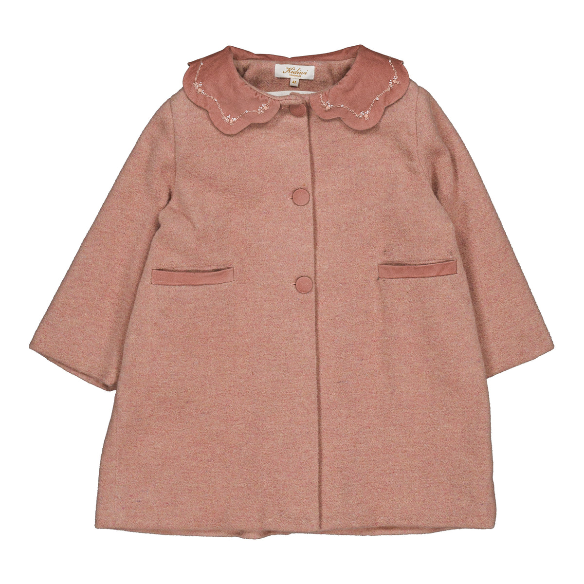 Maryse, girl coat, in Pink Wool