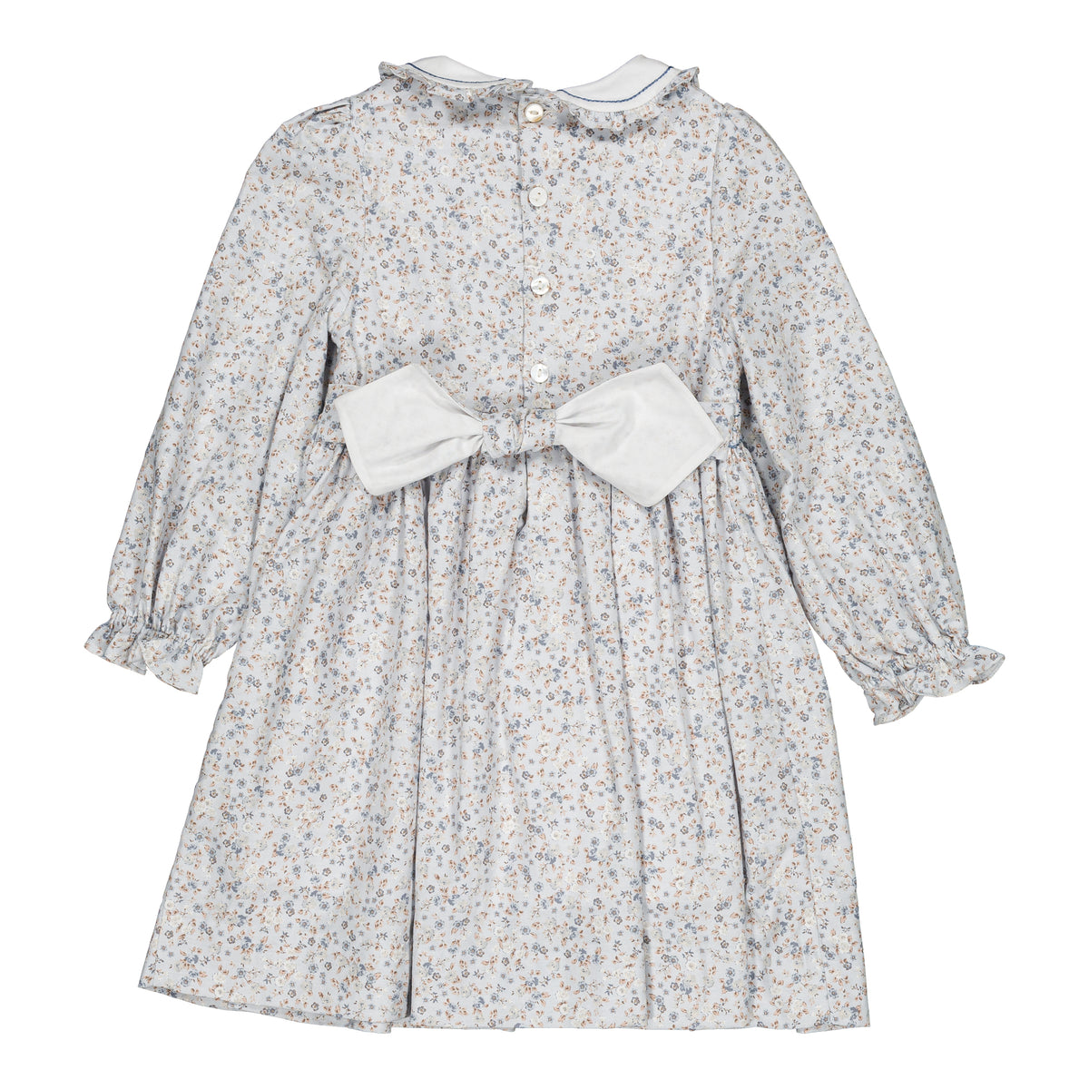Héloïse, smocked girl dress, in Small blue flowers print