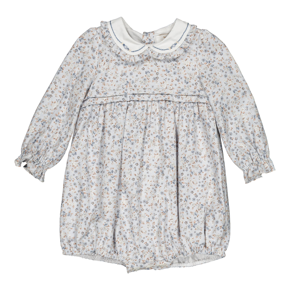 Arlette,  girl romper, in Small blue flowers print
