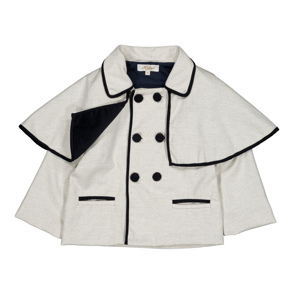 Malou & Cape, unisex jacket with detachable cape, in Grey Herringbones